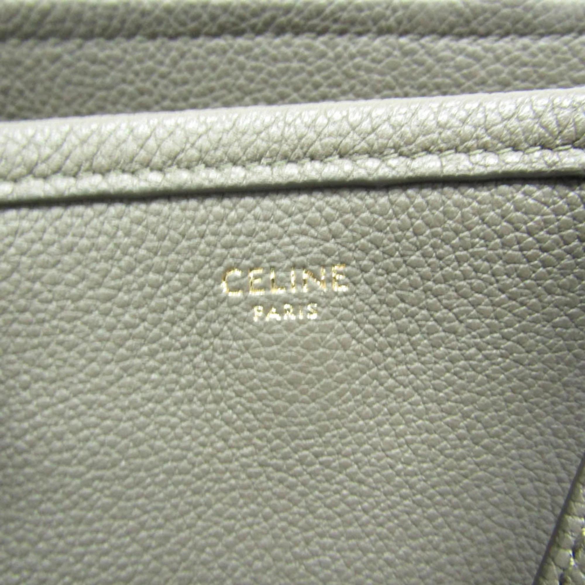 Celine Gray Brown Fold Cabas Leather Handbag