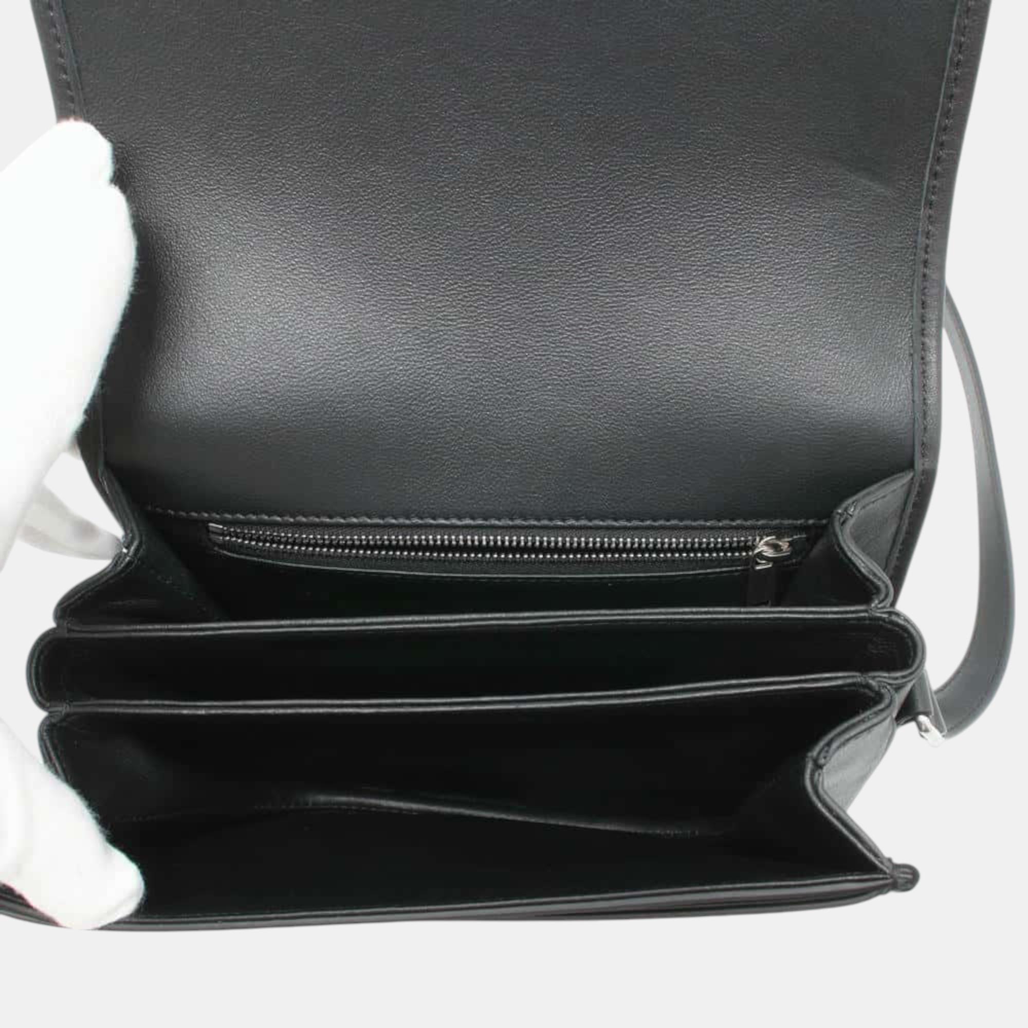 Celine Black Calf Leather Triomphe Busas Shoulder Bag Size Medium