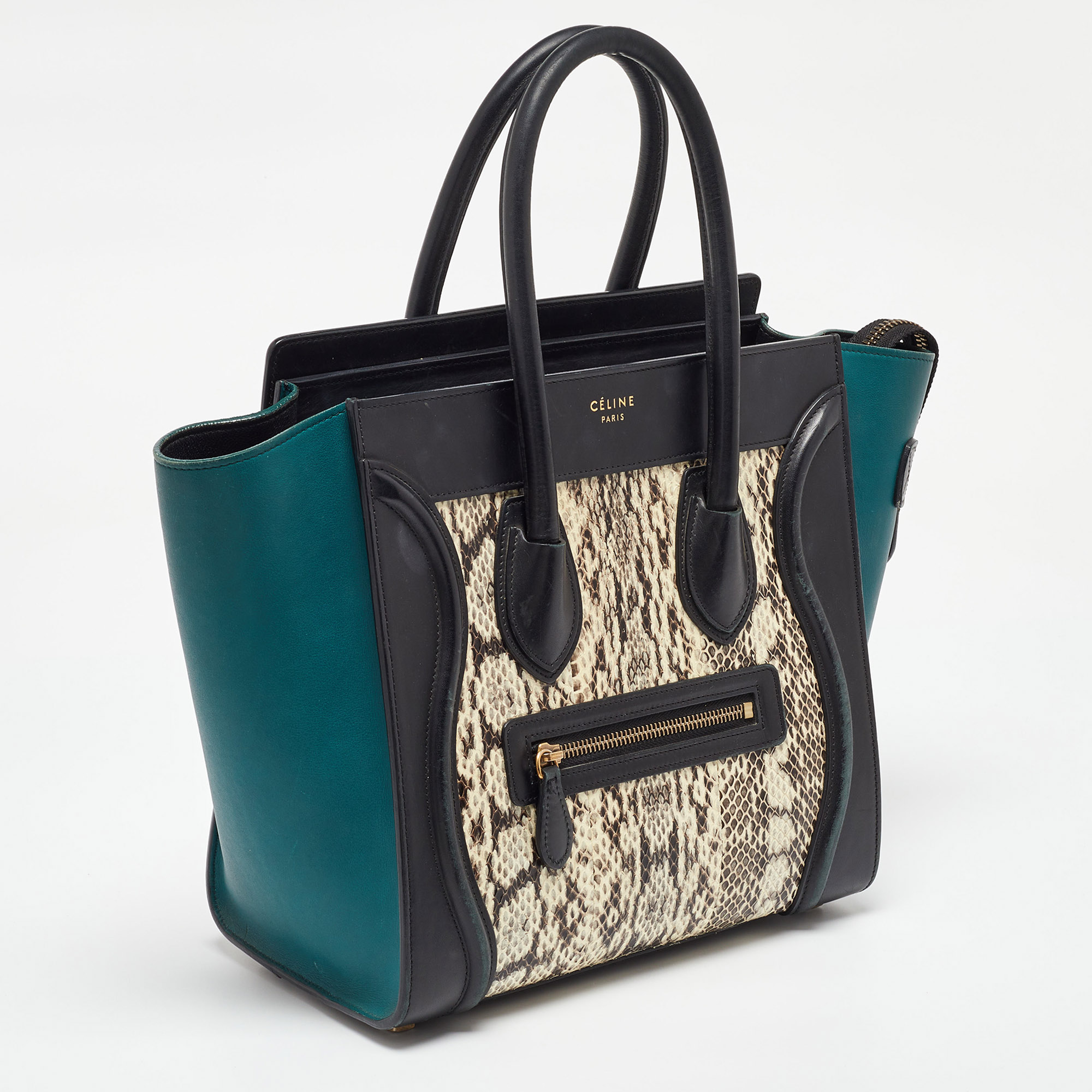 Celine Multicolor Leather And Snakeskin Micro Luggage Tote