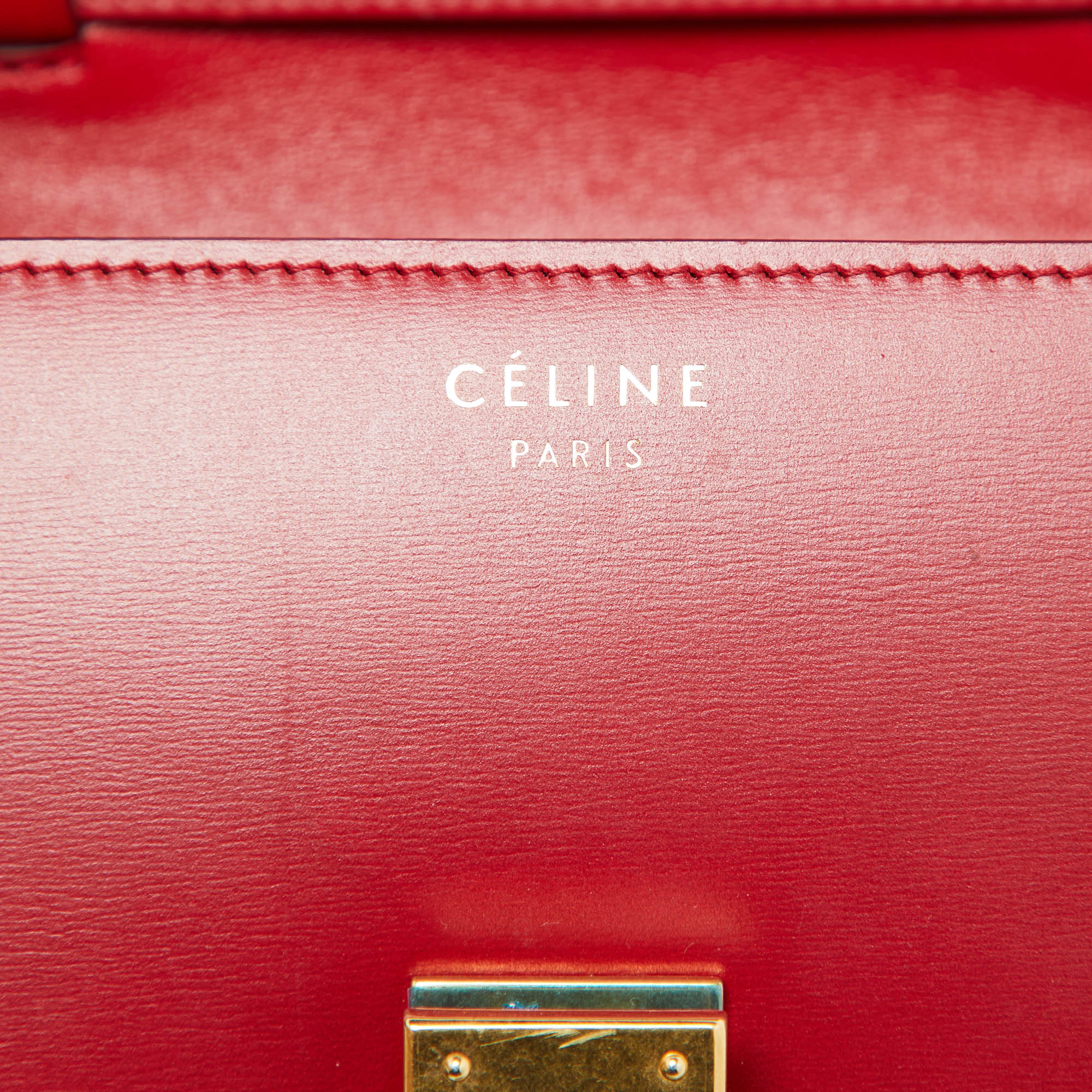 Celine Red Leather Small Classic Box Crossbody Bag