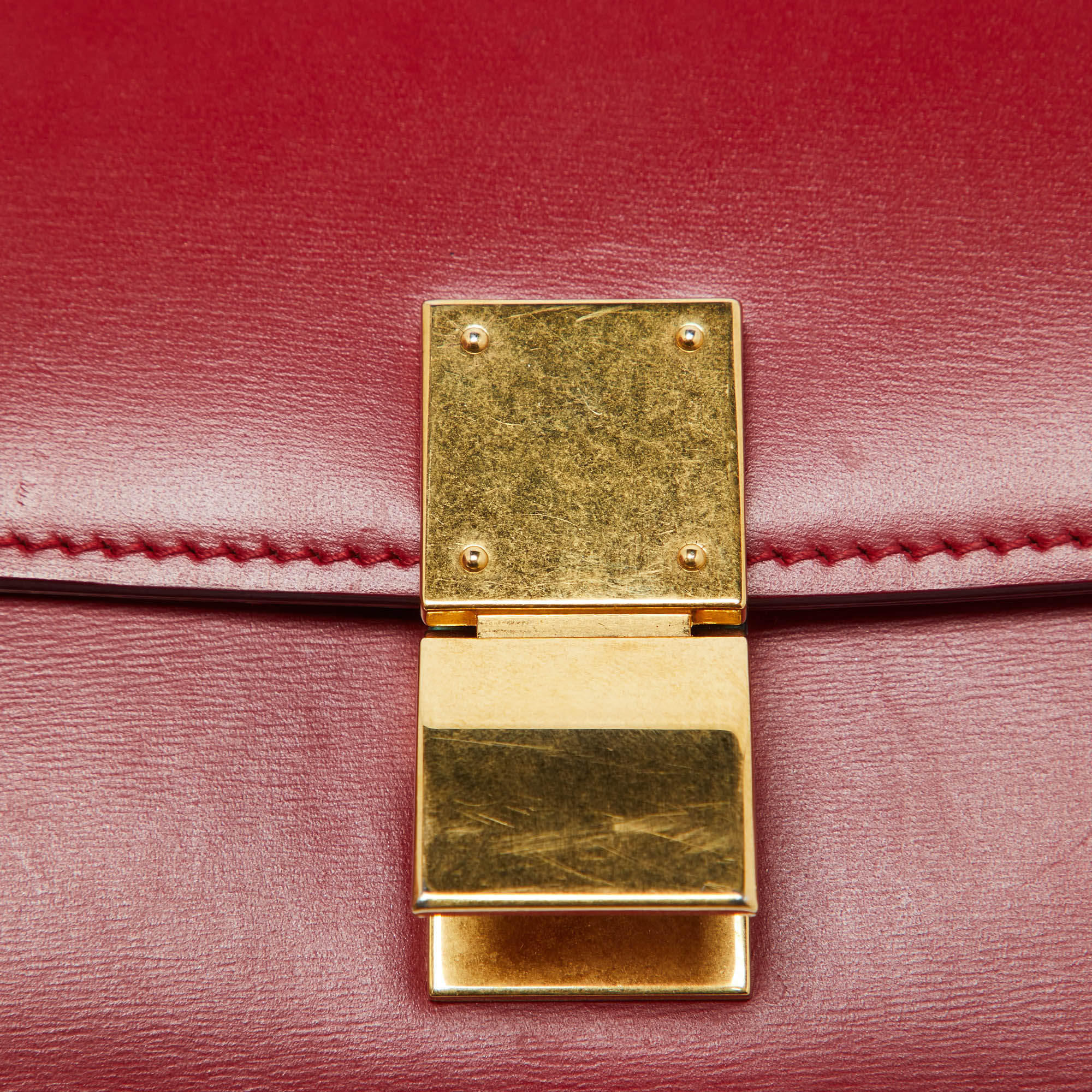 Celine Red Leather Small Classic Box Crossbody Bag