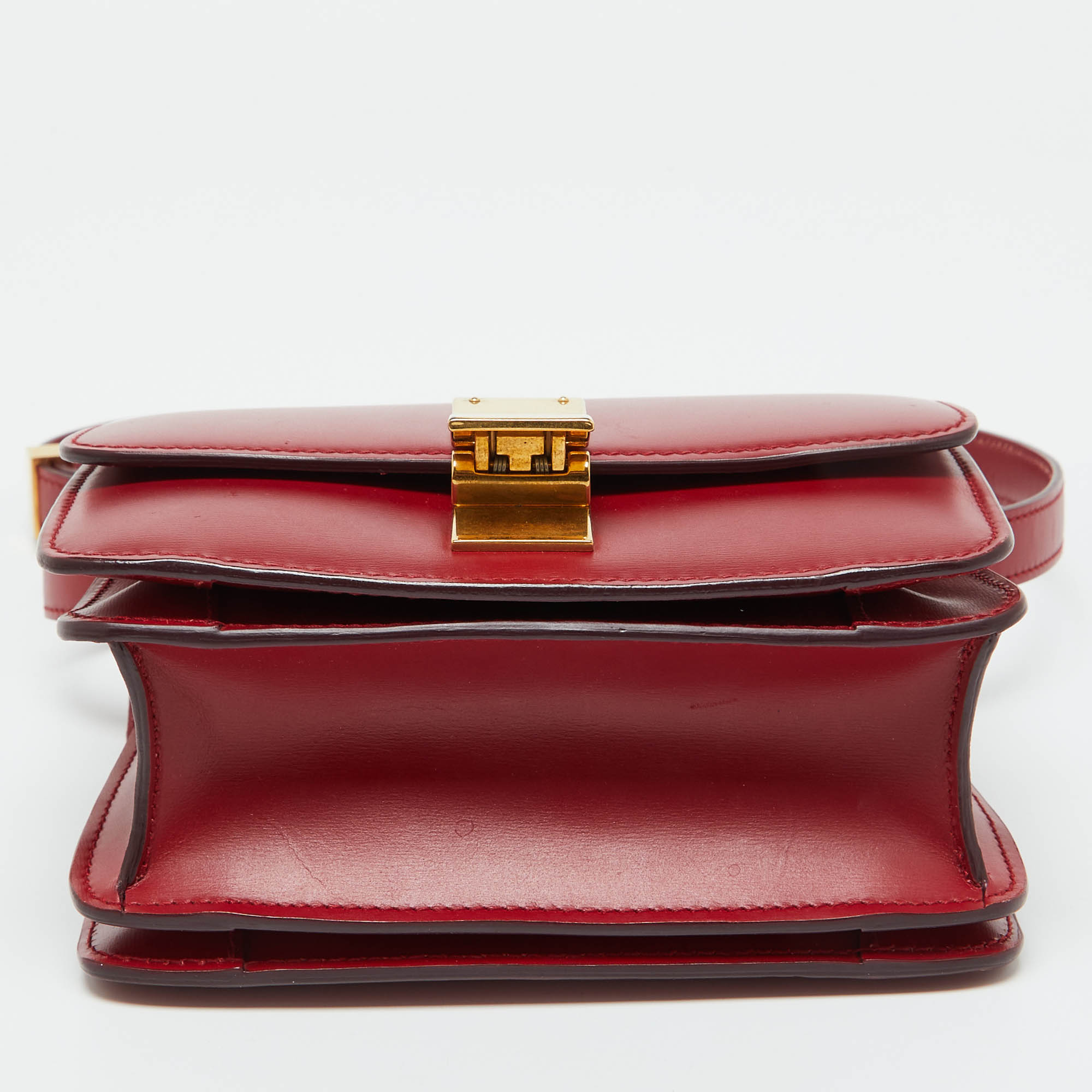 Celine Red Leather Small Classic Box Crossbody Bag