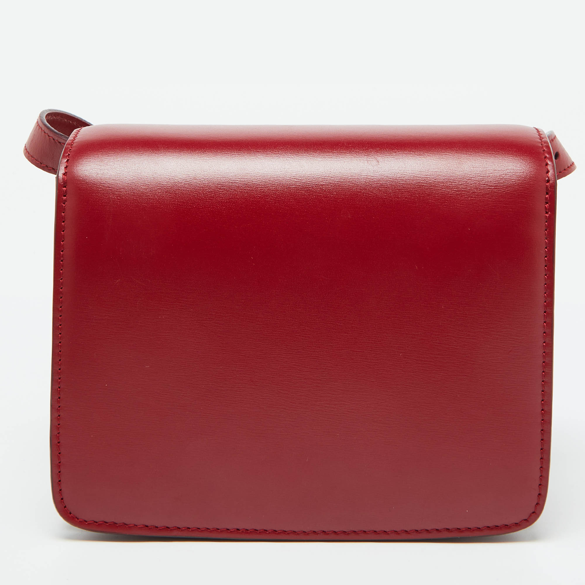 Celine Red Leather Small Classic Box Crossbody Bag