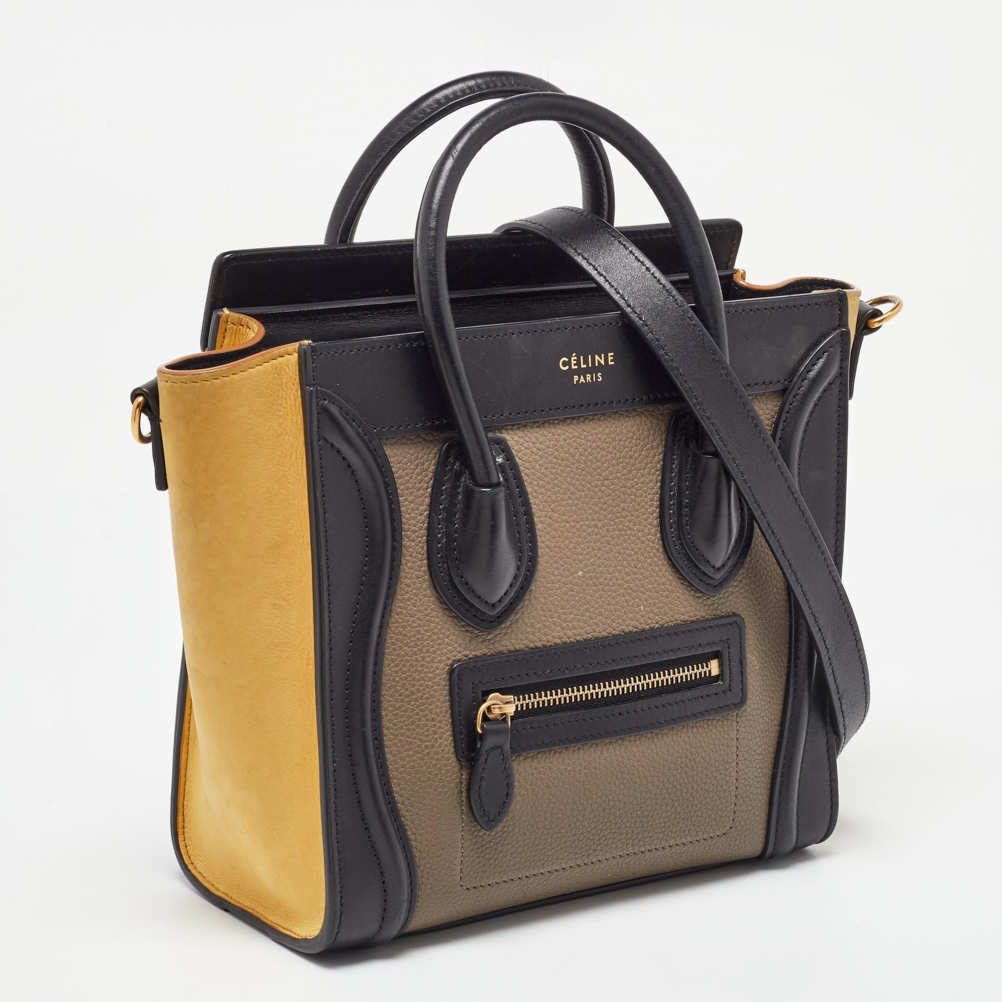 Celine Tricolor Leather Nano Luggage Tote