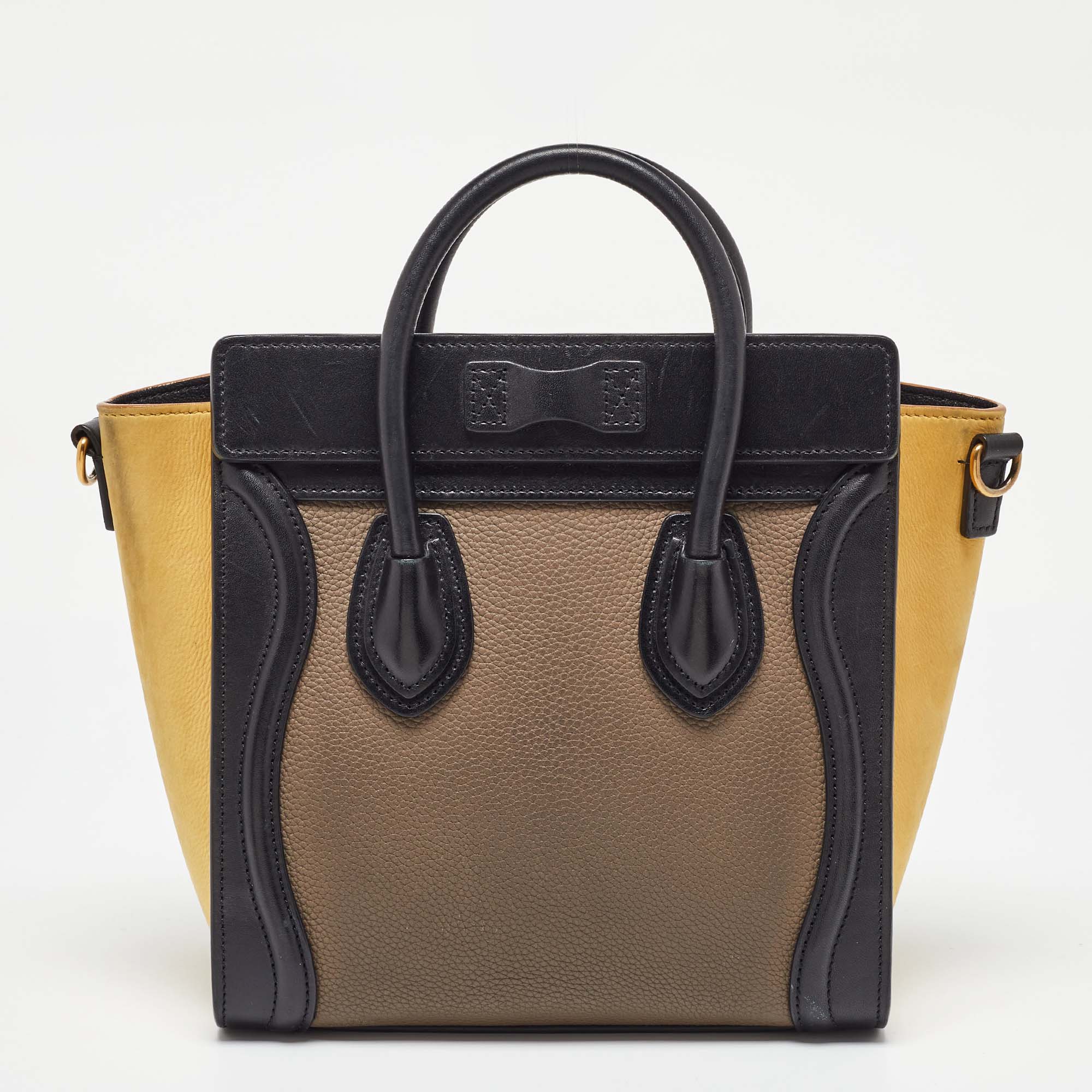 Celine Tricolor Leather Nano Luggage Tote