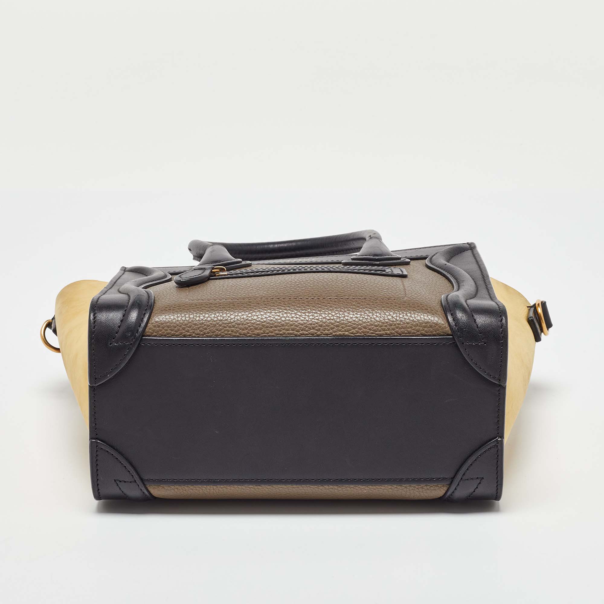 Celine Tricolor Leather Nano Luggage Tote