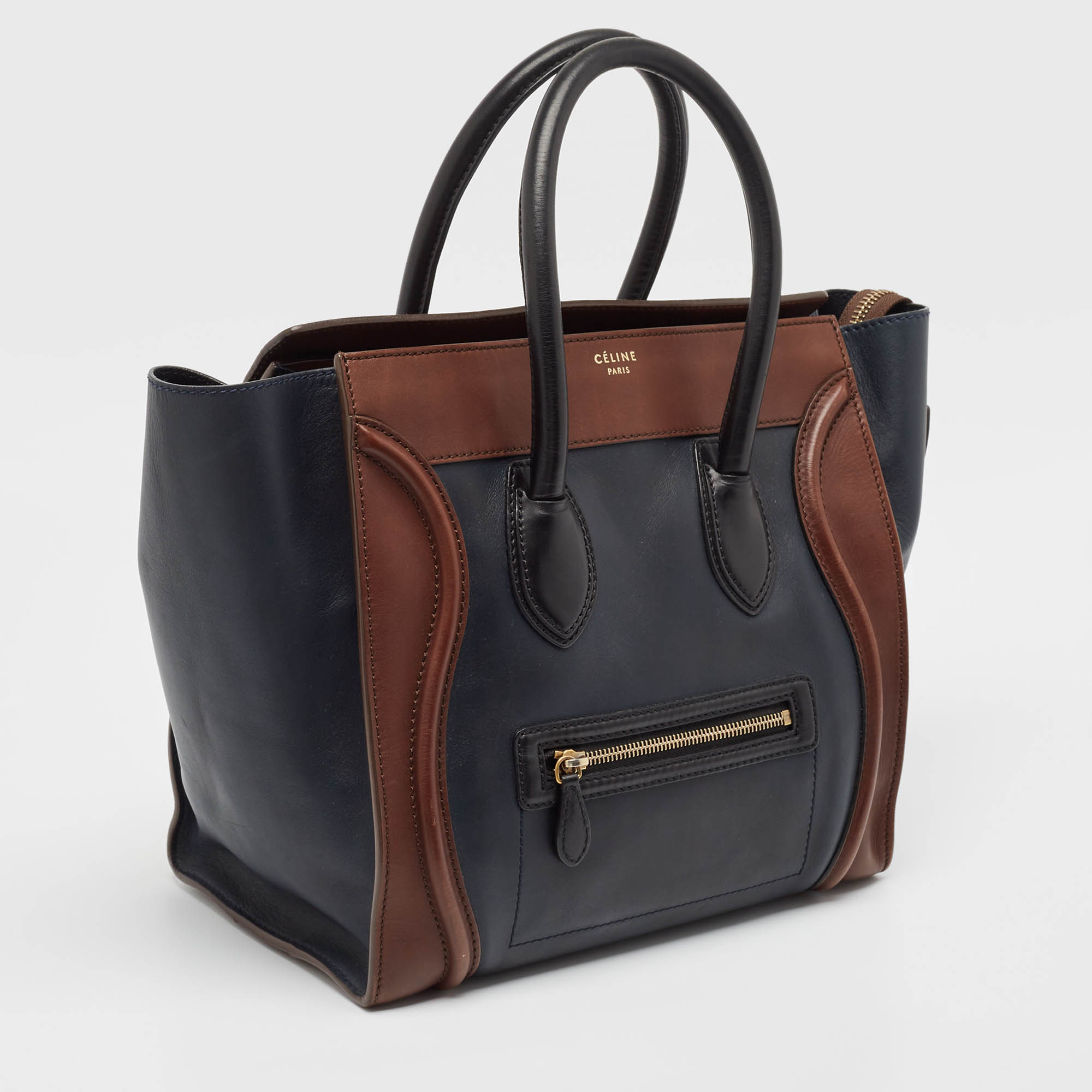 Celine Tricolor Leather Mini Luggage Tote