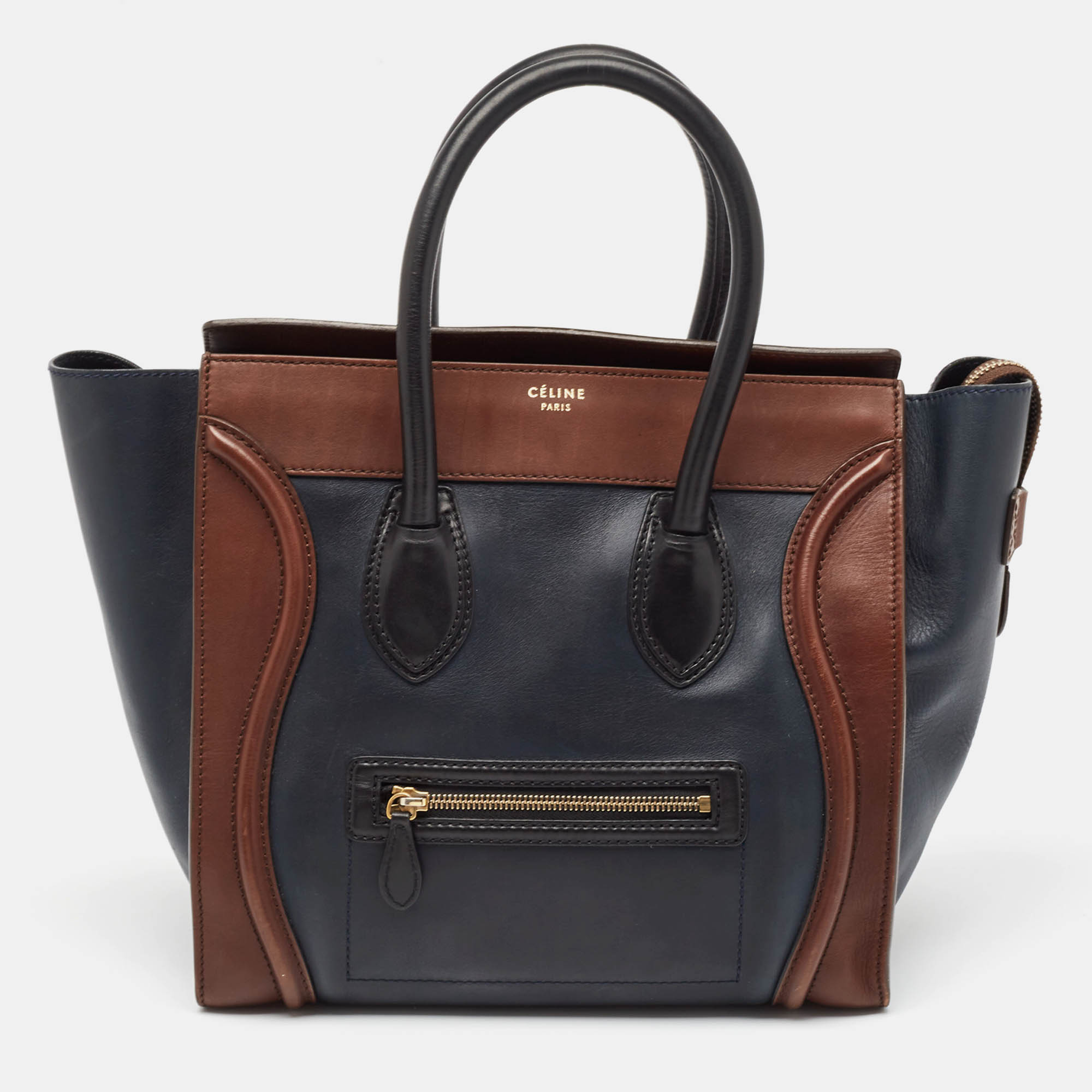 Celine Tricolor Leather Mini Luggage Tote