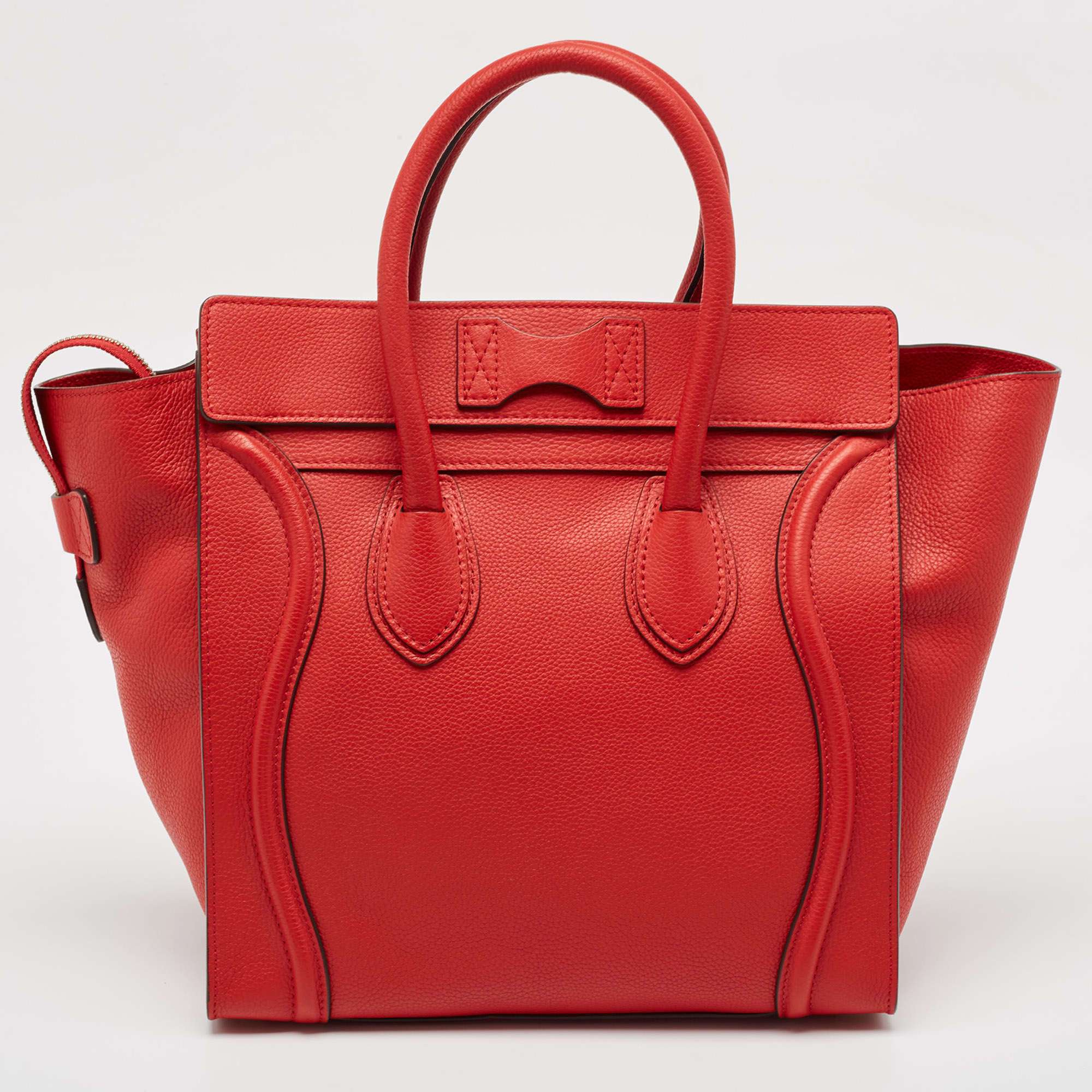 Celine Red Leather Mini Luggage Tote