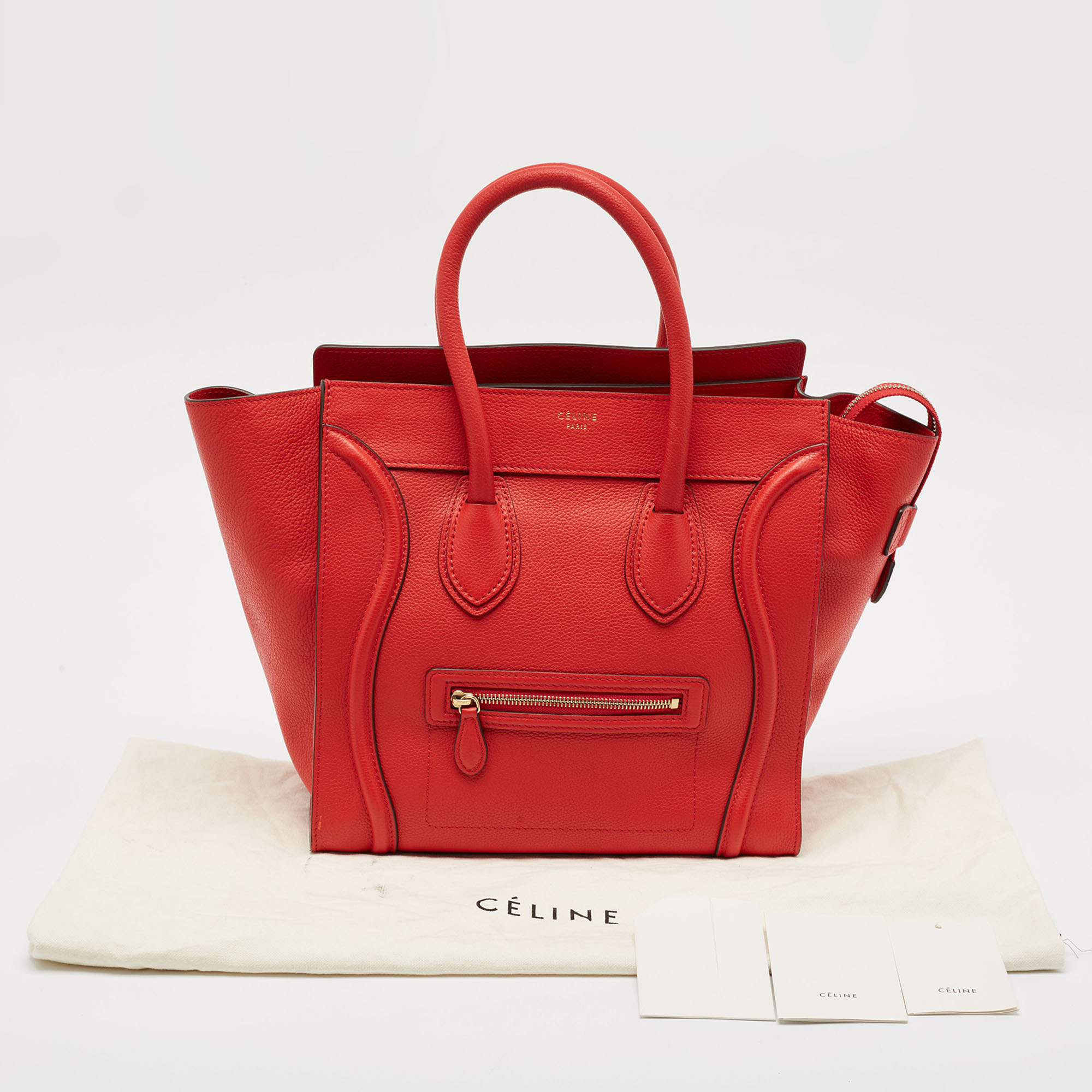 Celine Red Leather Mini Luggage Tote