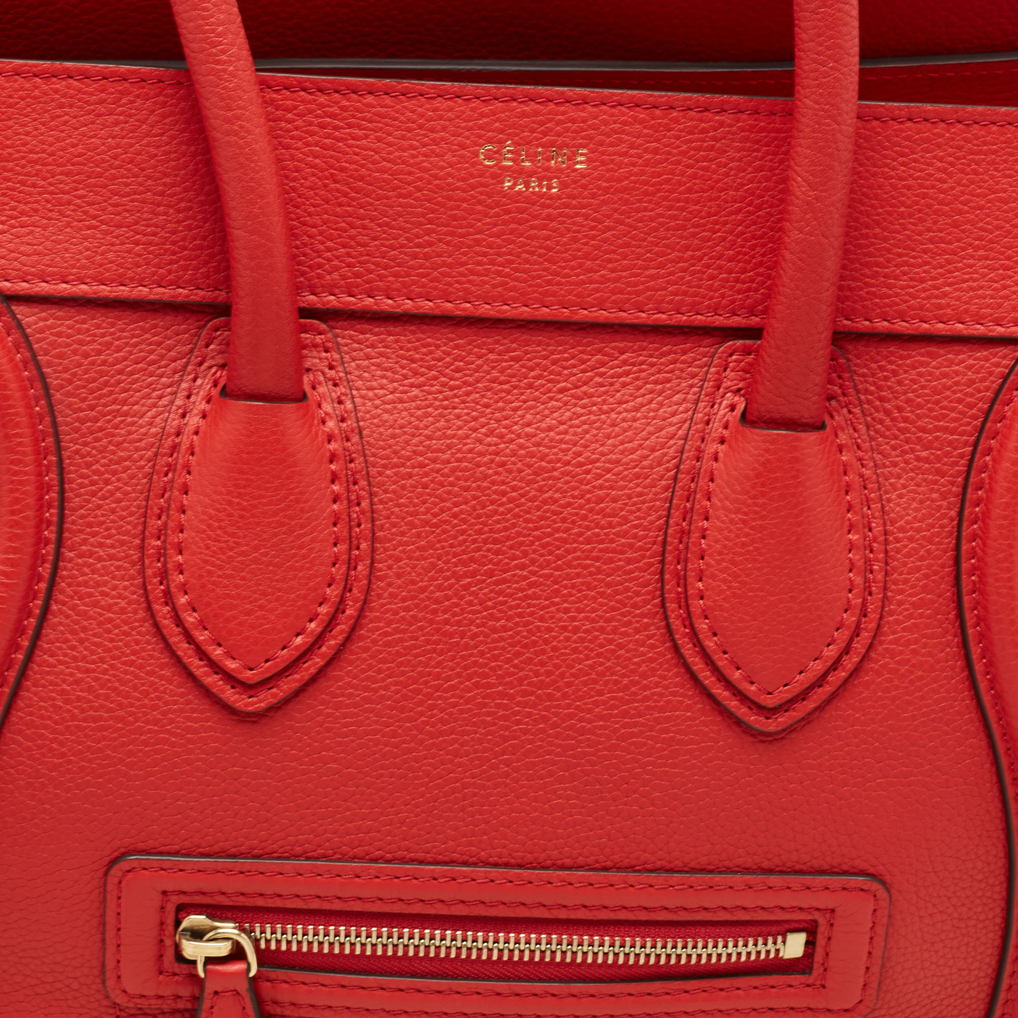 Celine Red Leather Mini Luggage Tote