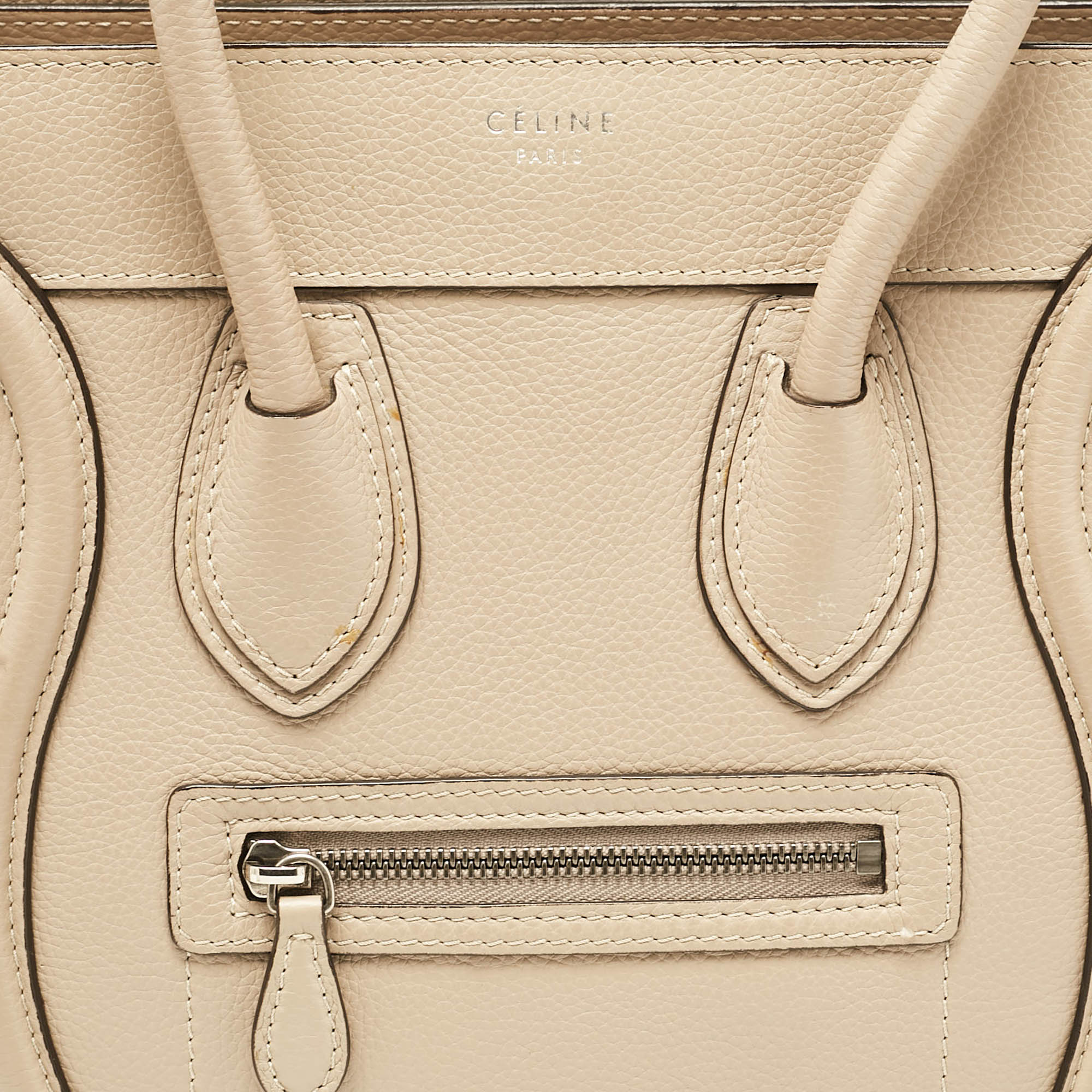 Celine Beige Leather Micro Luggage Tote