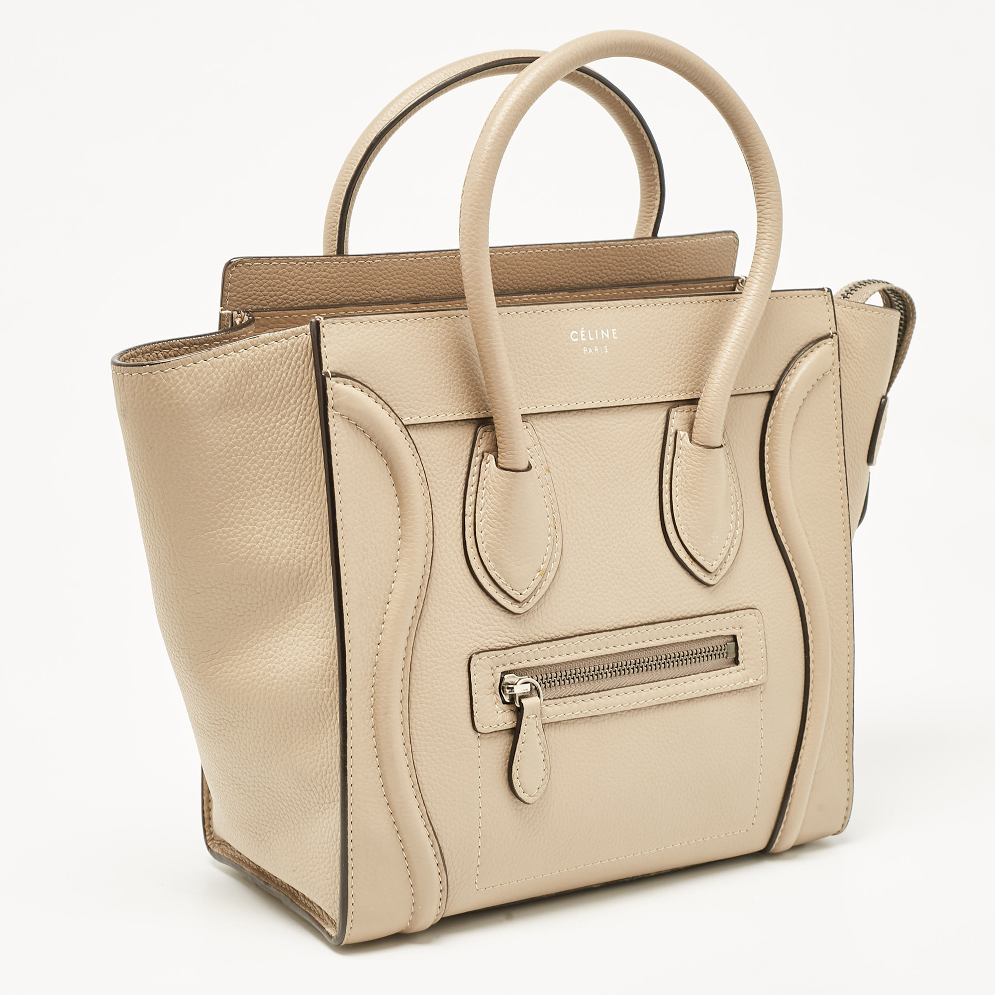 Celine Beige Leather Micro Luggage Tote