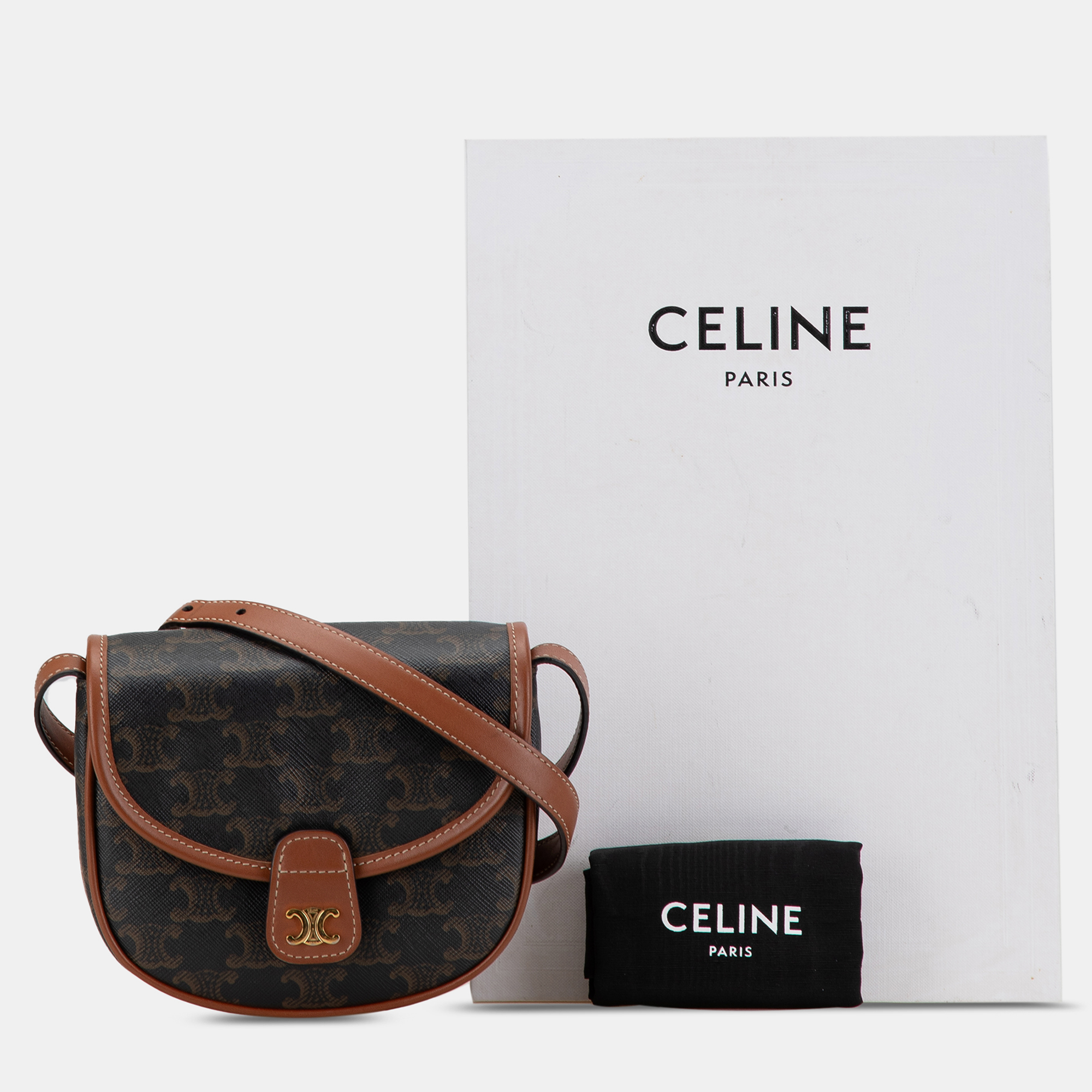 Celine Mini Triomphe Coated Canvas Besace Crossbody