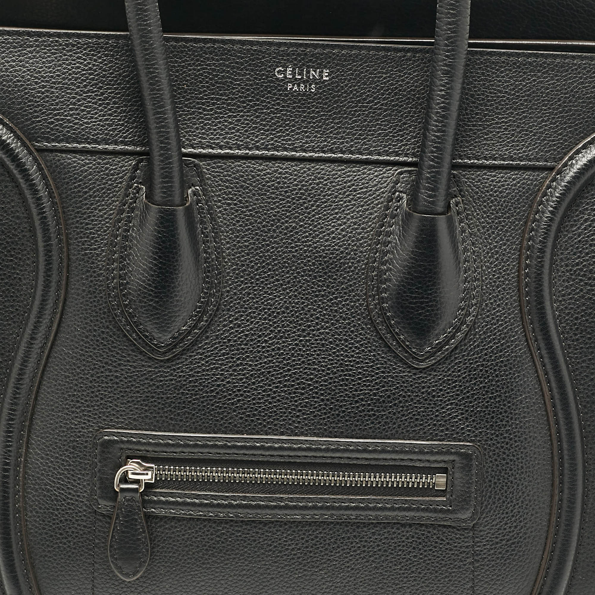 Celine Black Leather Mini Luggage Tote