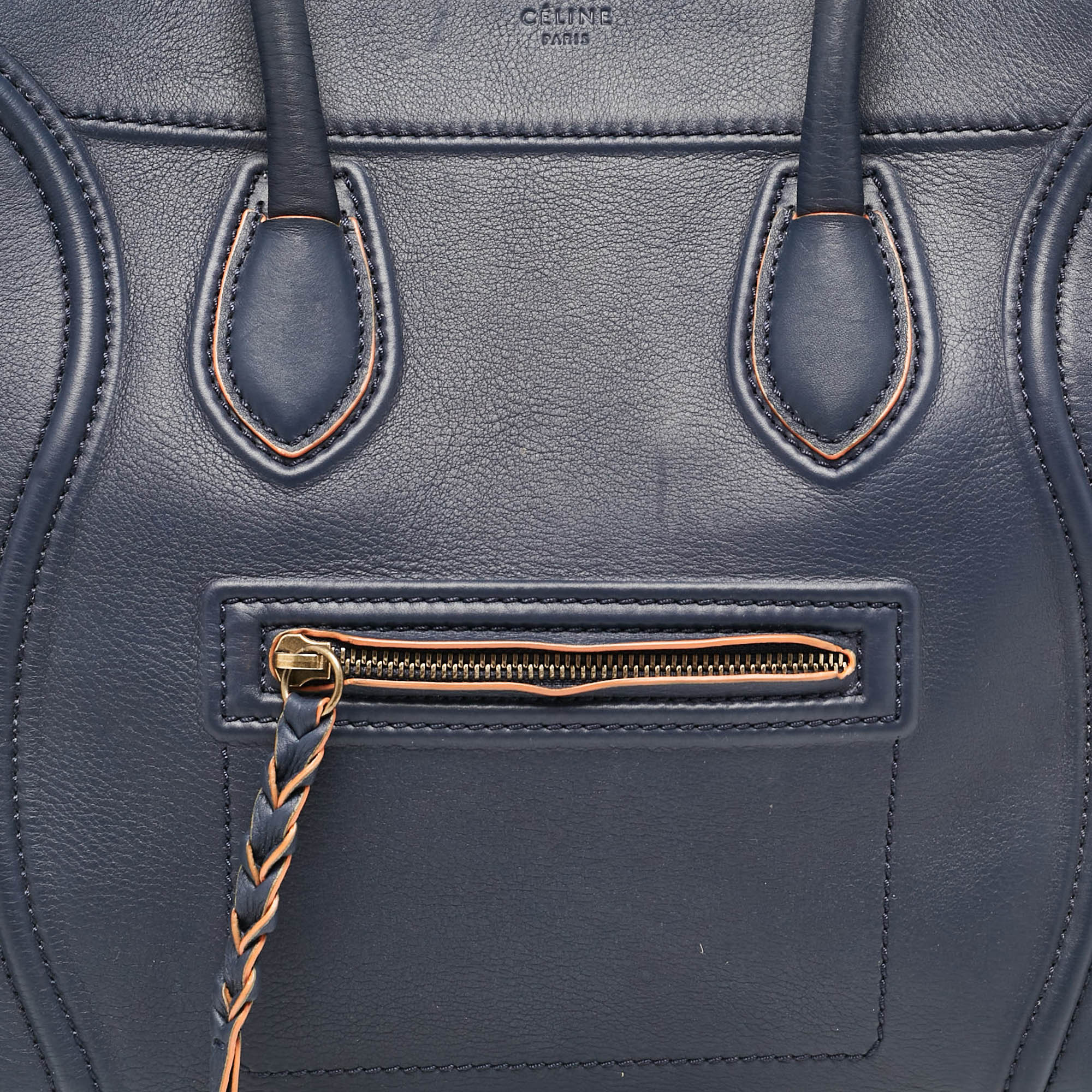 Celine Navy Blue Leather Medium Phantom Luggage Tote