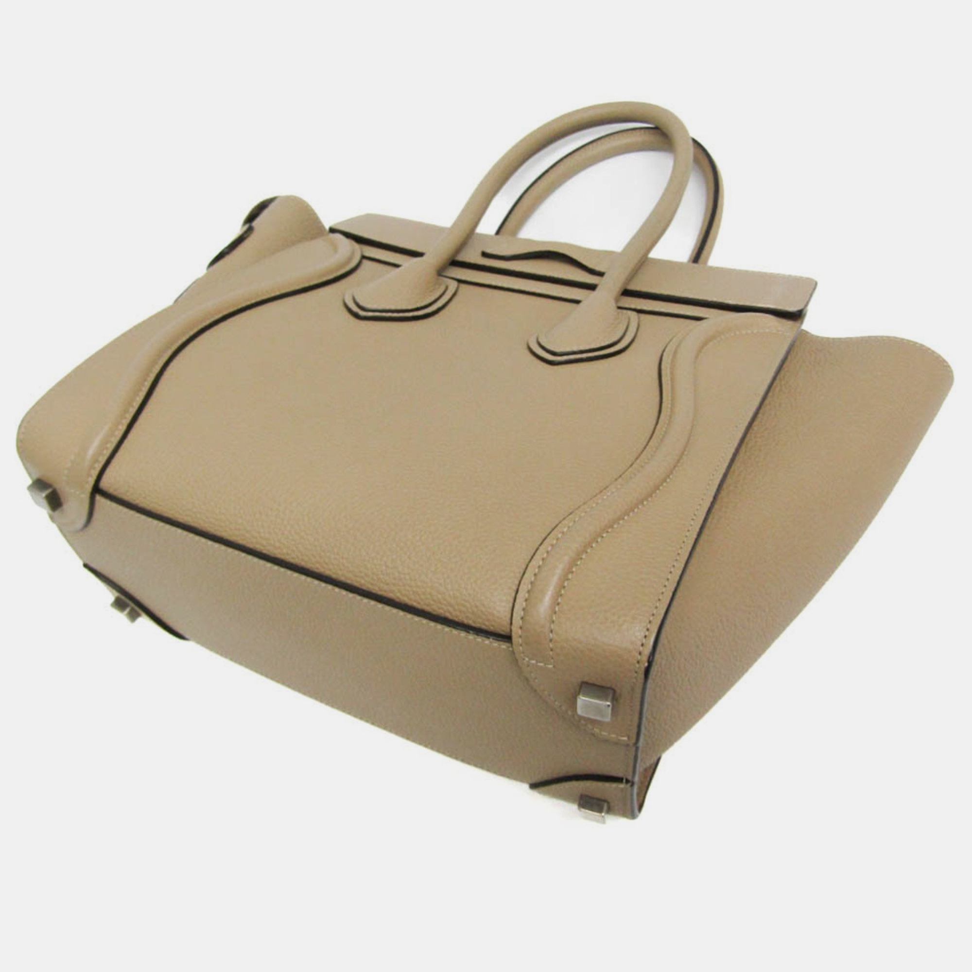 Celine Beige Luggage Micro Shopper Leather Handbag