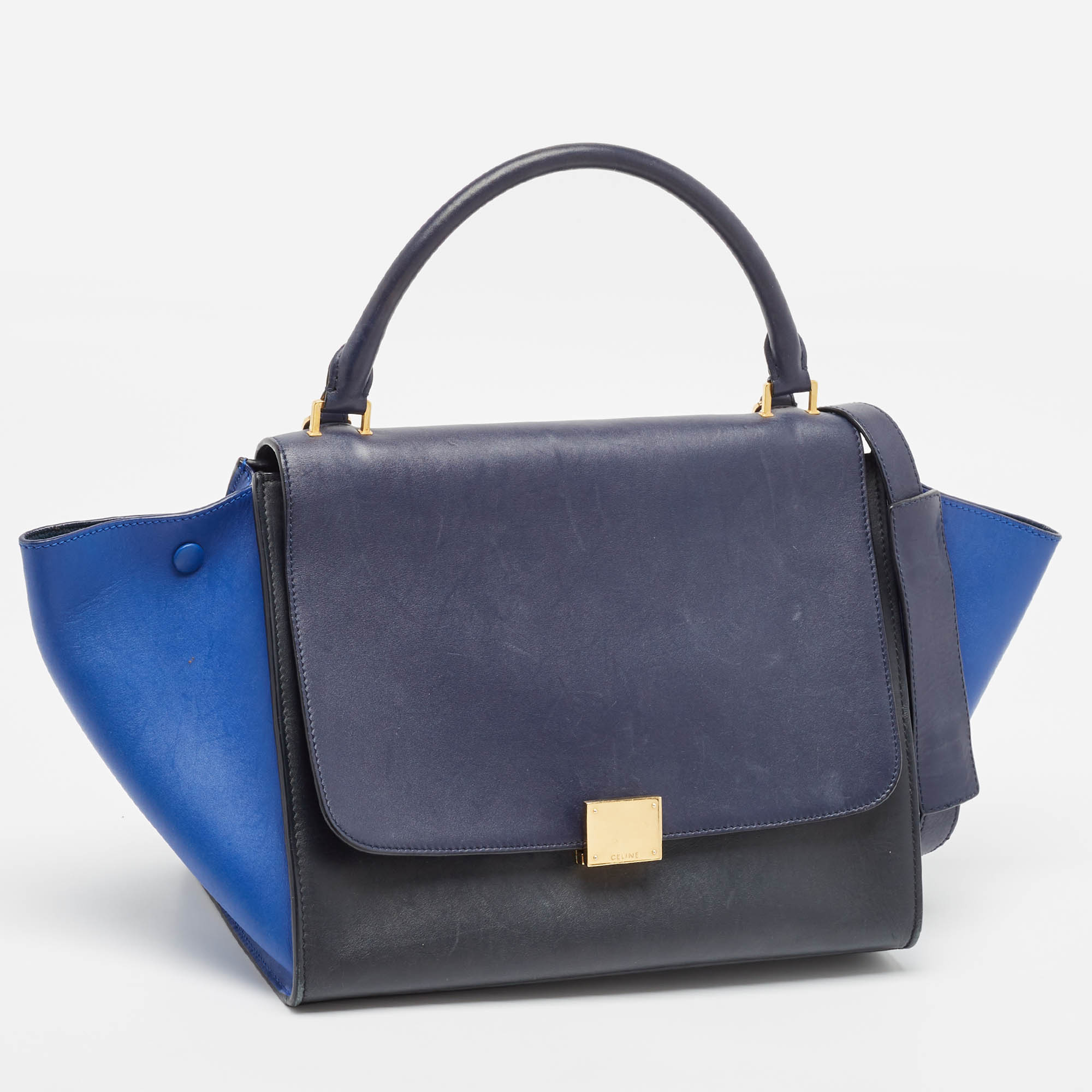 Celine Tricolor Leather Medium Trapeze Top Handle Bag