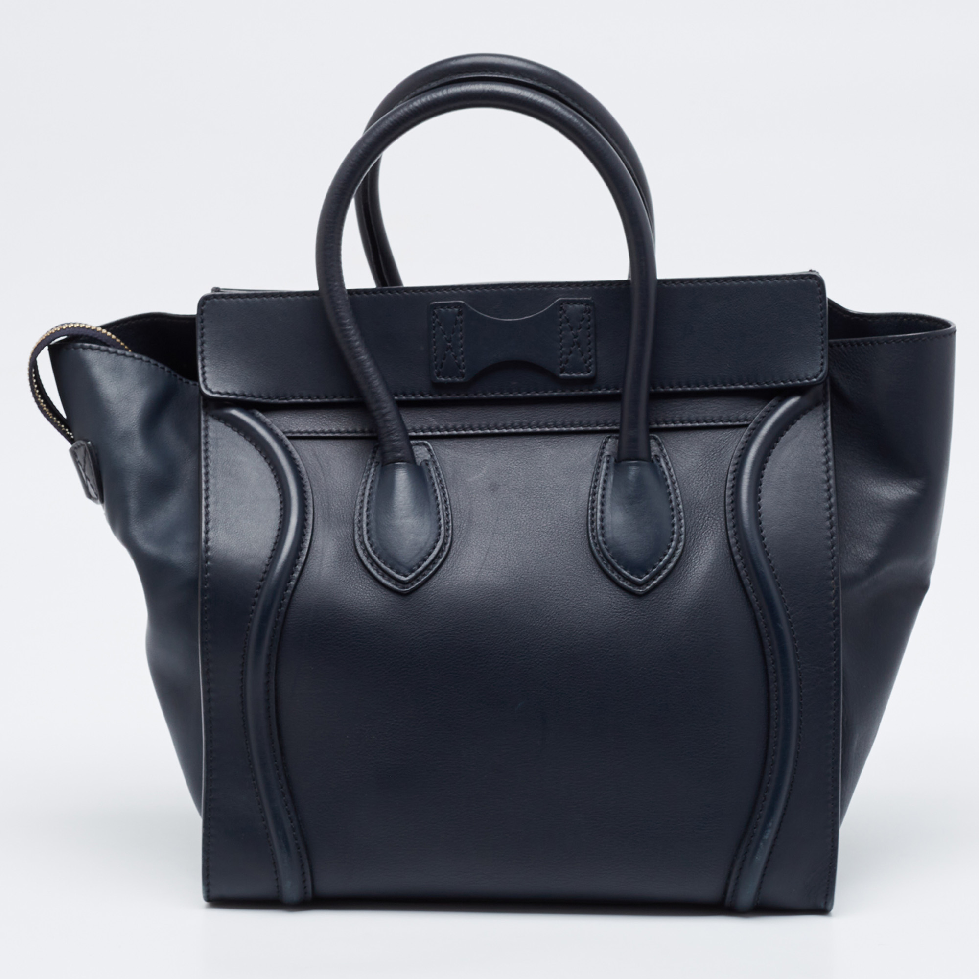 Celine Navy Blue Leather Mini Luggage Tote