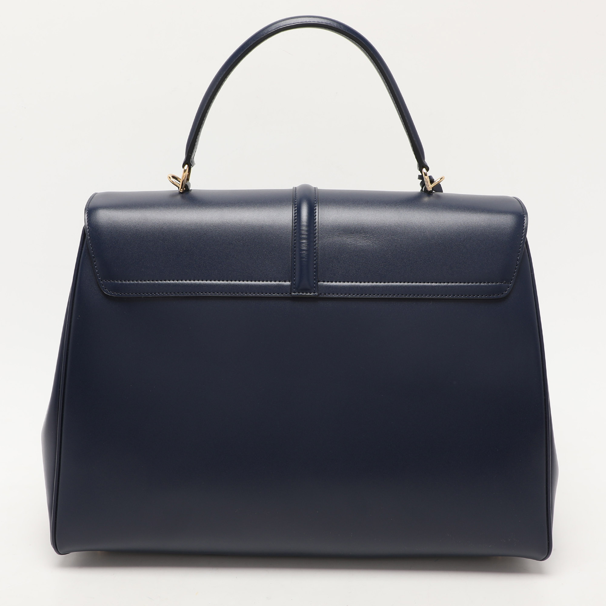 Celine Dark Blue Leather Large Classique 16 Top Handle Bag