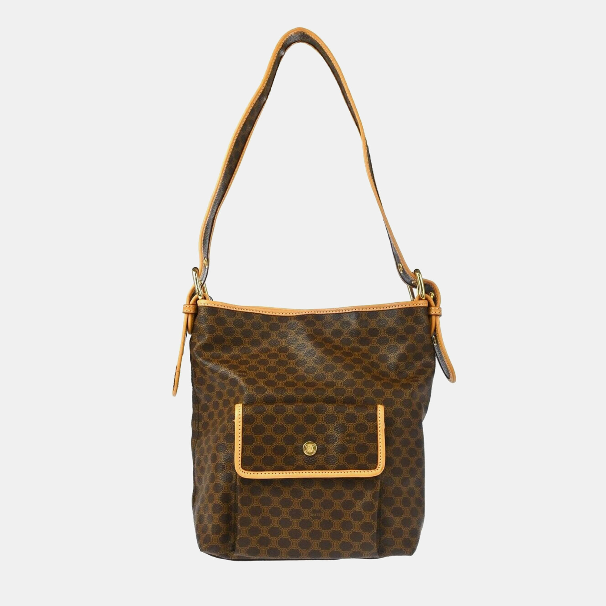 Celine Brown Macadam Shoulder Bag