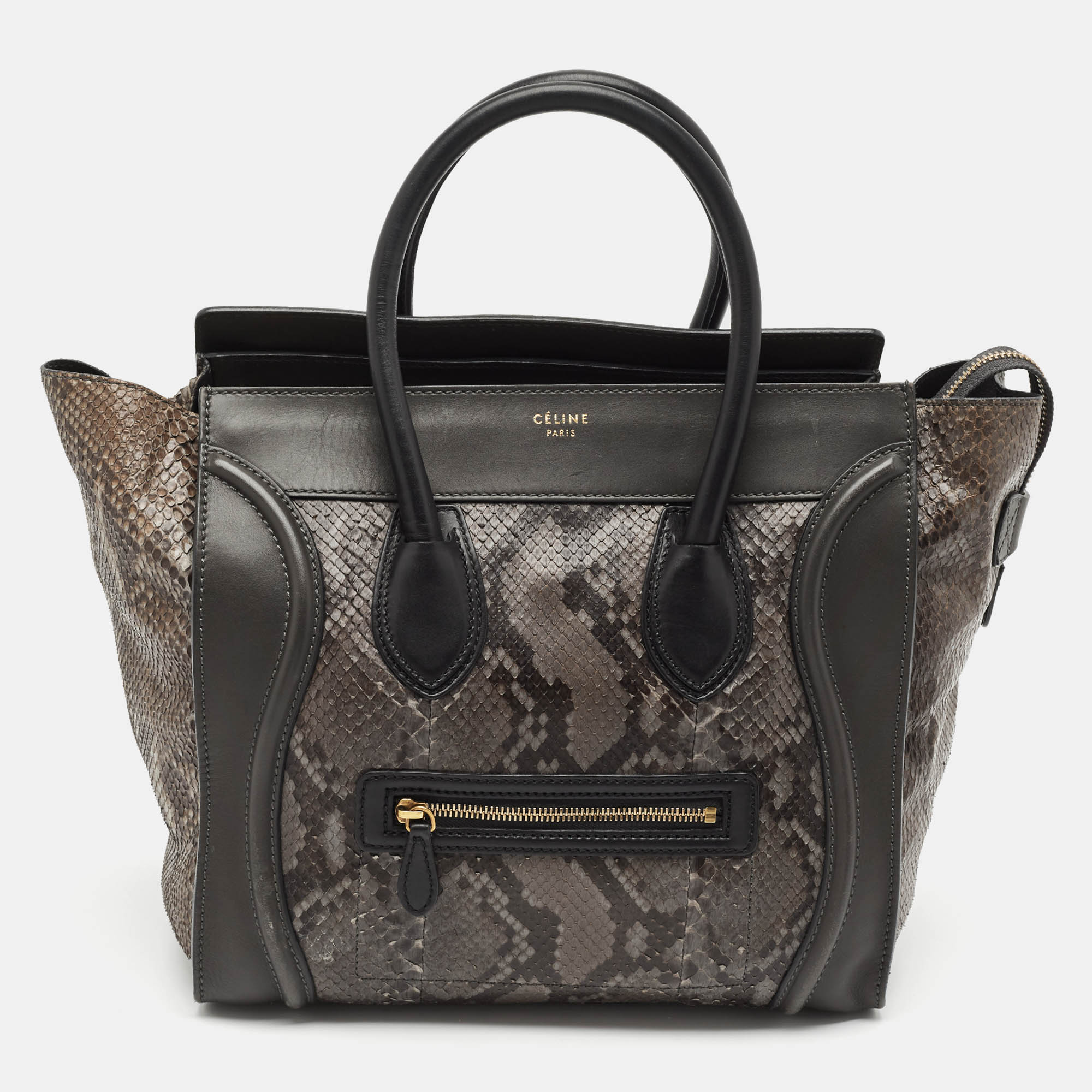 Celine Tricolor Python and Leather Mini Luggage Tote, Multicolor
Celine Tricolor Python and Leather Mini Luggage Tote, Multicolor