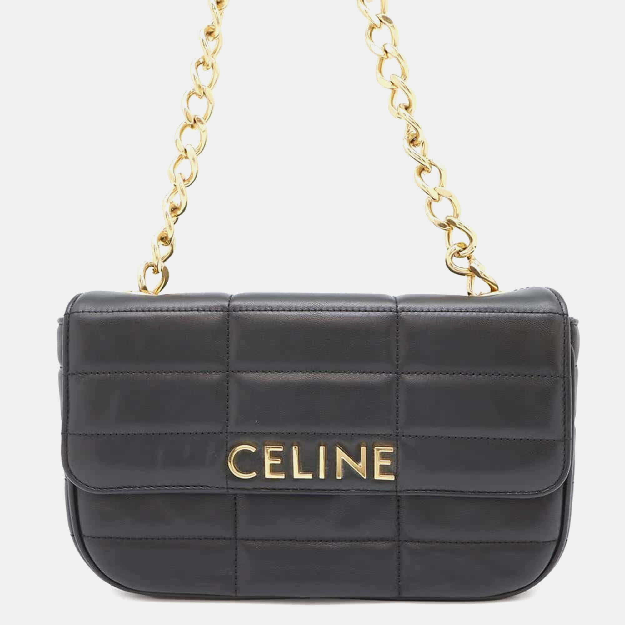 Celine Black Goatskin Leather Chain Matelasse Monochrome Shoulder bag
Celine Black Goatskin Leather Chain Matelasse Monochrome Shoulder bag