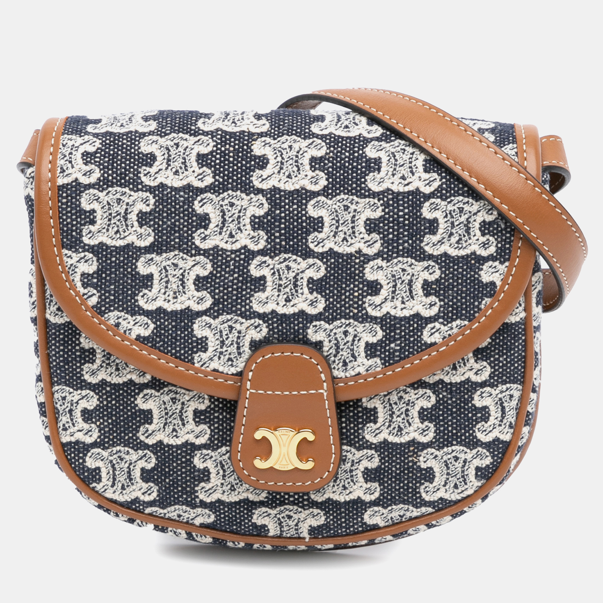Celine Brown/Navy Blue Mini Triomphe Embroidered Canvas Besace Crossbody
Celine Brown/Navy Blue Mini Triomphe Embroidered Canvas Besace Crossbody