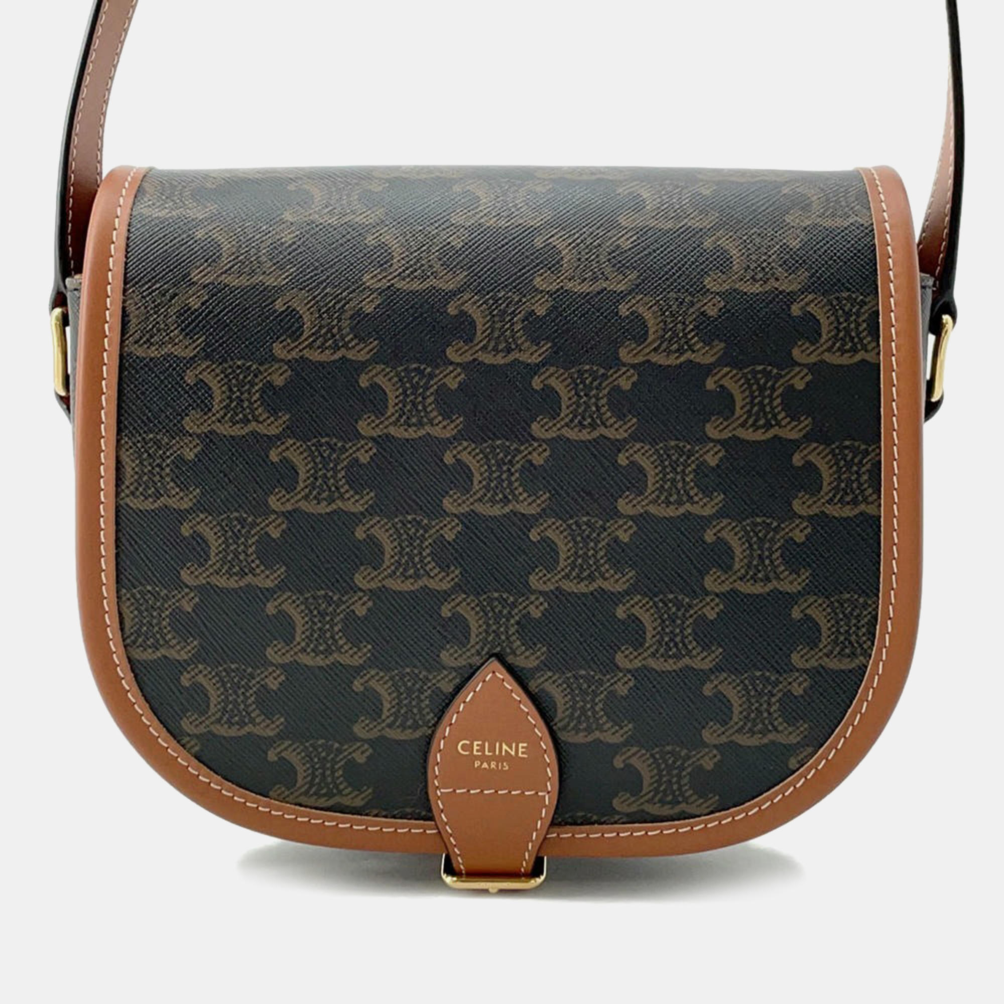 Celine Tan PVC Coated Canvas and Leather Triomphe Folco Medium Shoulder Bag
Celine Tan PVC Coated Canvas and Leather Triomphe Folco Medium Shoulder Bag