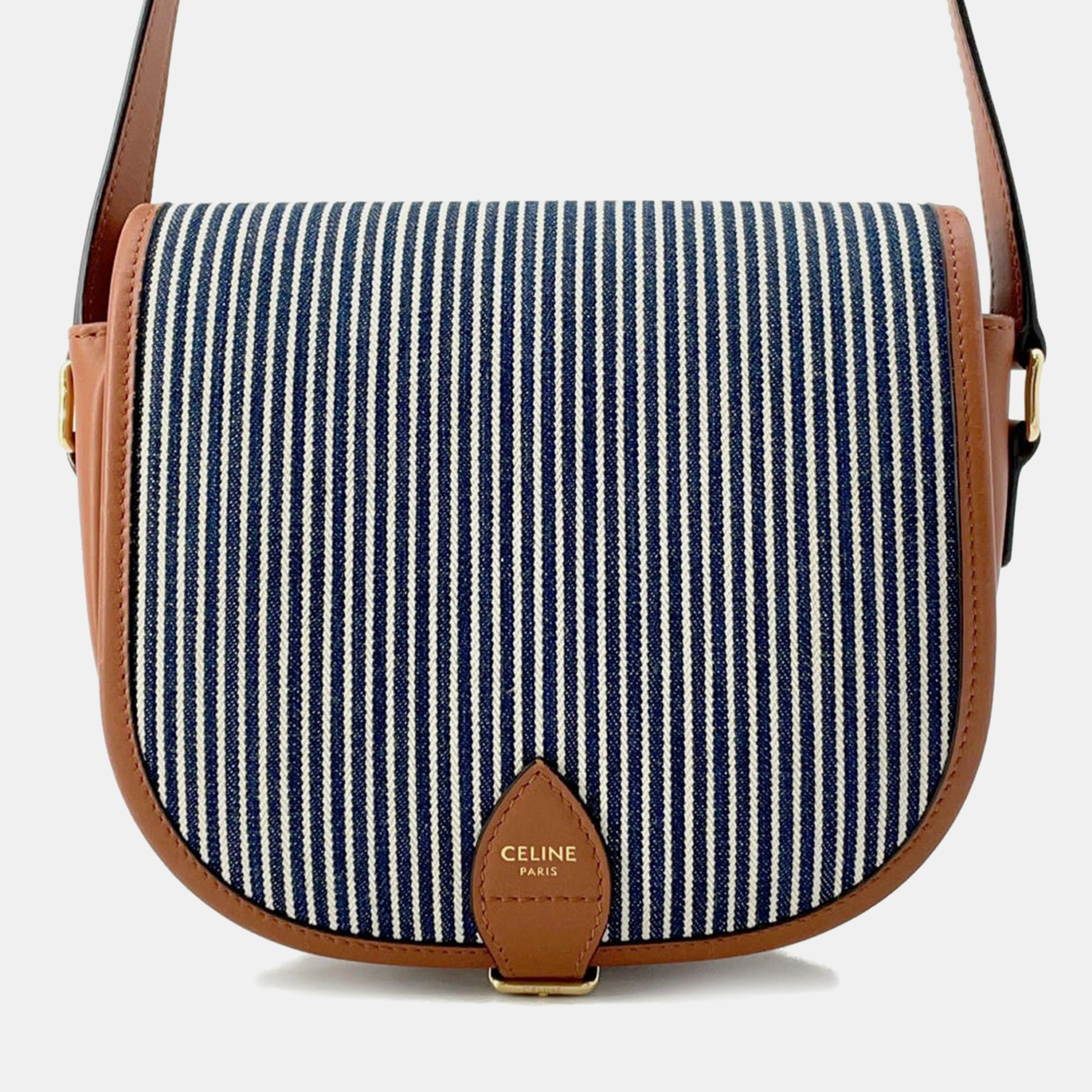 Celine Blue, White, and Brown Canvas and Leather Striped Folco Medium Shoulder Bag
Celine Blue, White, and Brown Canvas and Leather Striped Folco Medium Shoulder Bag