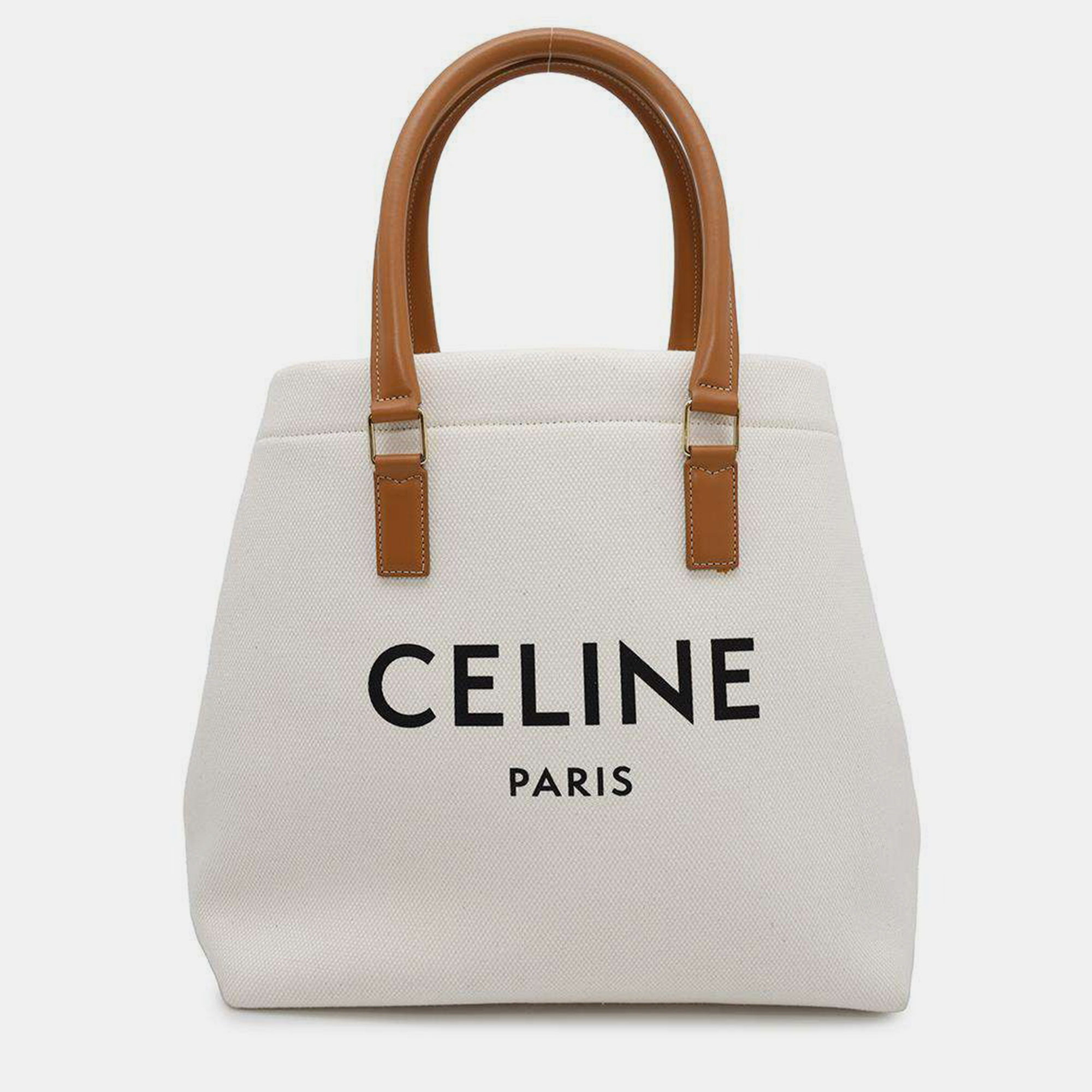 Celine White and Brown Canvas and Leather Horizontal Cabas Tote Bag
Celine White and Brown Canvas and Leather Horizontal Cabas Tote Bag