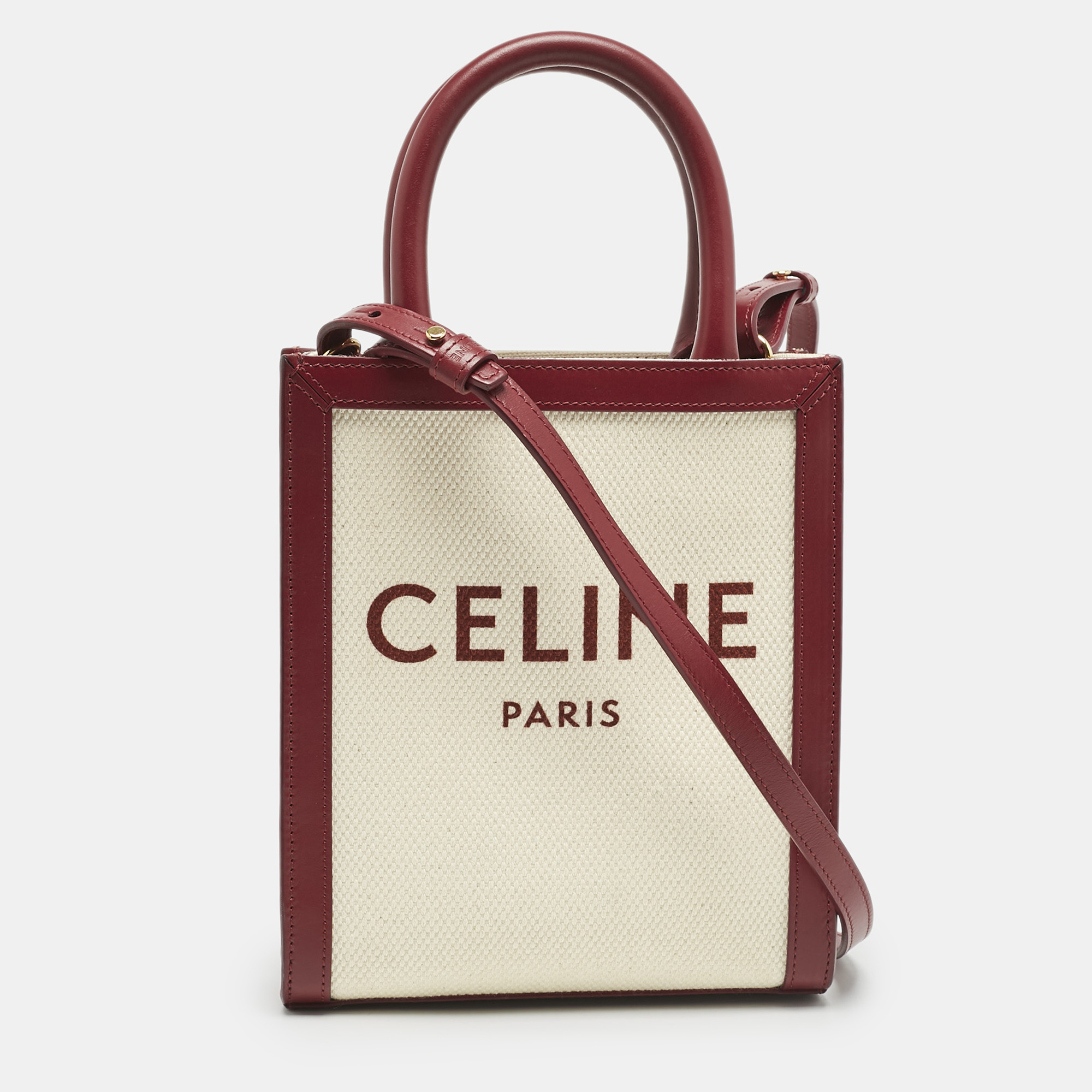Celine Red/Natural Canvas and Leather Mini Vertical Cabas Tote
Celine Red/Natural Canvas and Leather Mini Vertical Cabas Tote