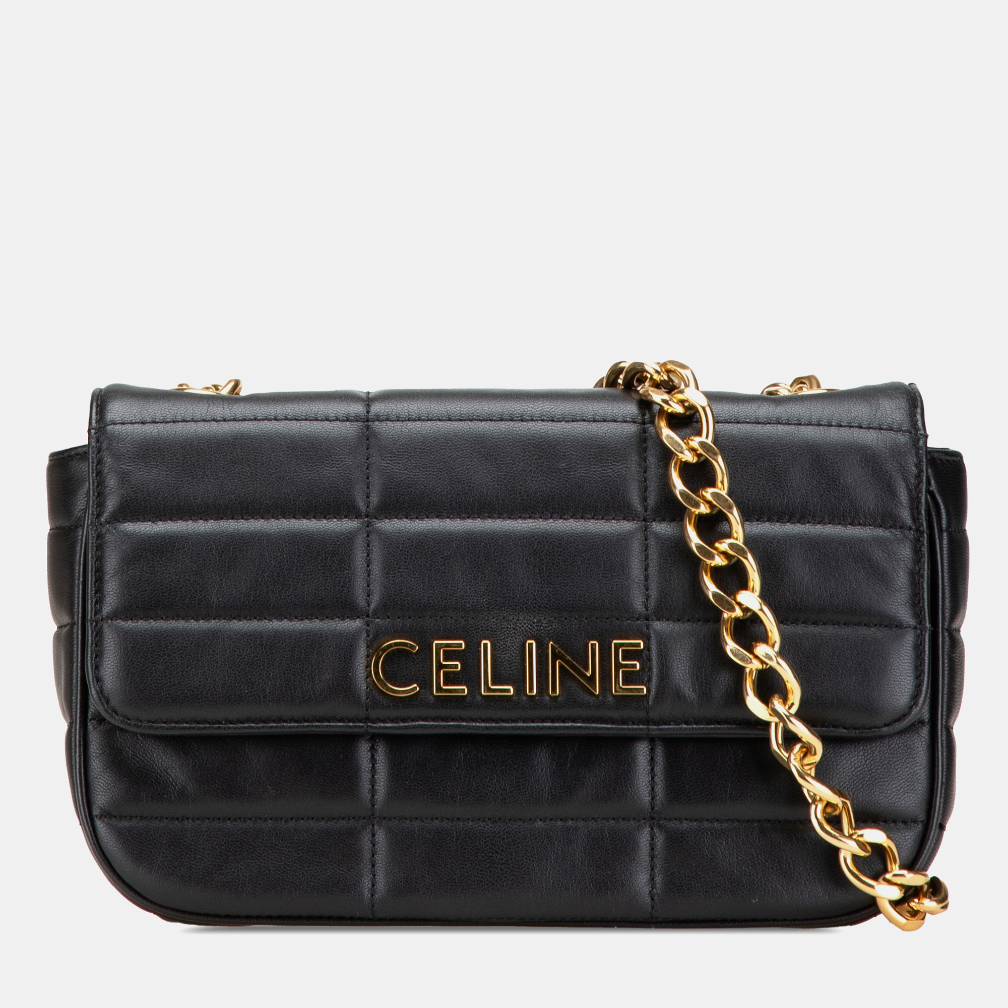Celine Black Matelasse Goatskin Monochrome Chain Shoulder Bag
Celine Black Matelasse Goatskin Monochrome Chain Shoulder Bag