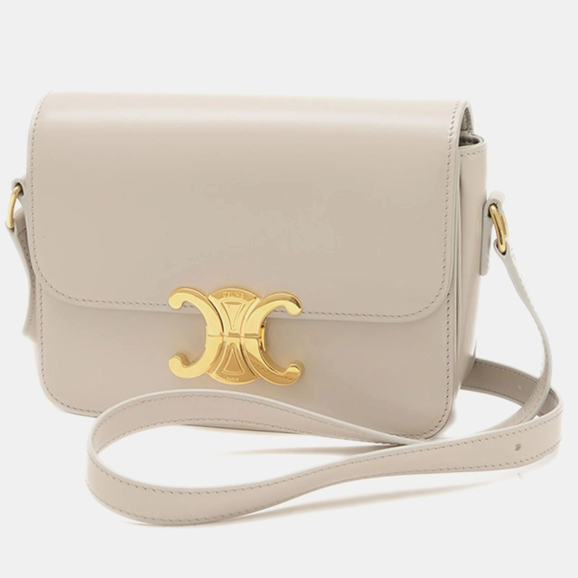 Celine Teen Triomphe Shoulder Bag Shiny Calfskin Ivory, White
Celine Teen Triomphe Shoulder Bag Shiny Calfskin Ivory, White