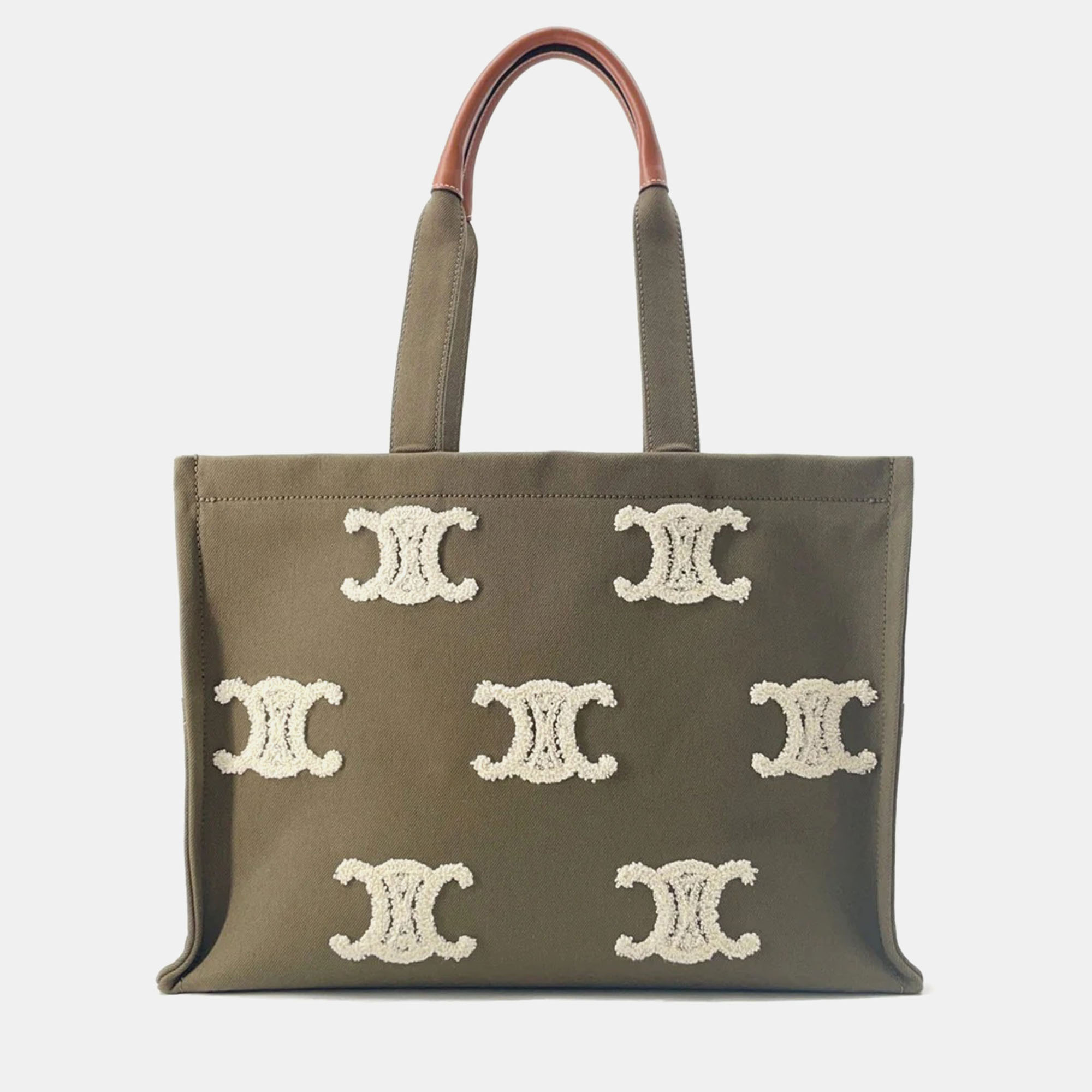 Celine Triomphe Large Cabas Thais Tote Bag Khaki Canvas Leather Size Large, Brown
Celine Triomphe Large Cabas Thais Tote Bag Khaki Canvas Leather Size Large, Brown