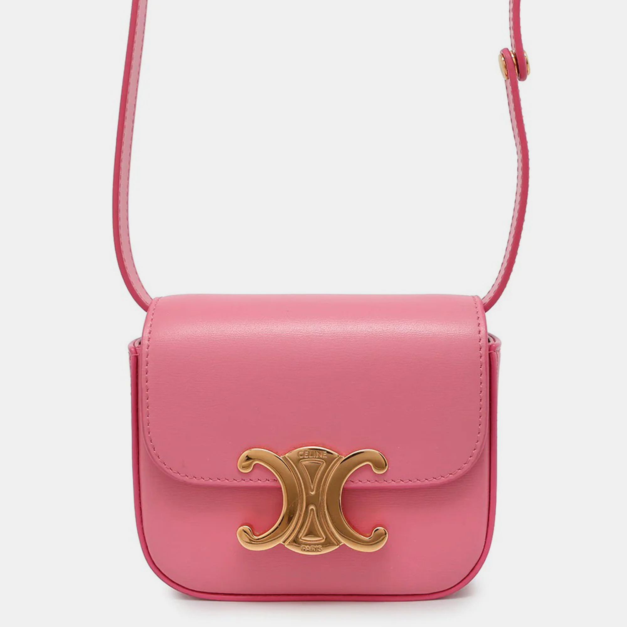 Celine Triomphe Mini Claude Pink Leather Shoulder Bag