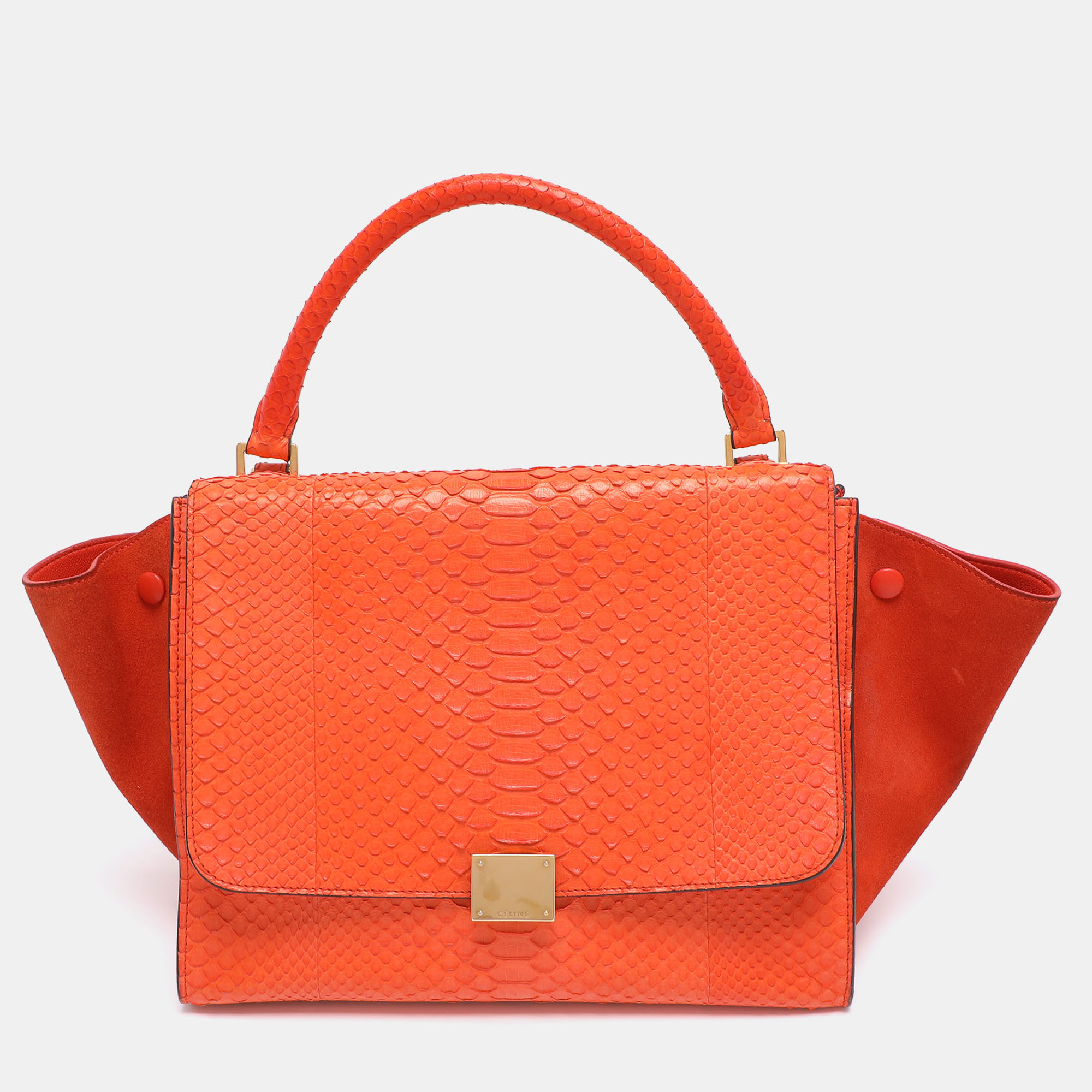 Celine Orange Python and Suede Medium Trapeze Bag - Celine - Modalova