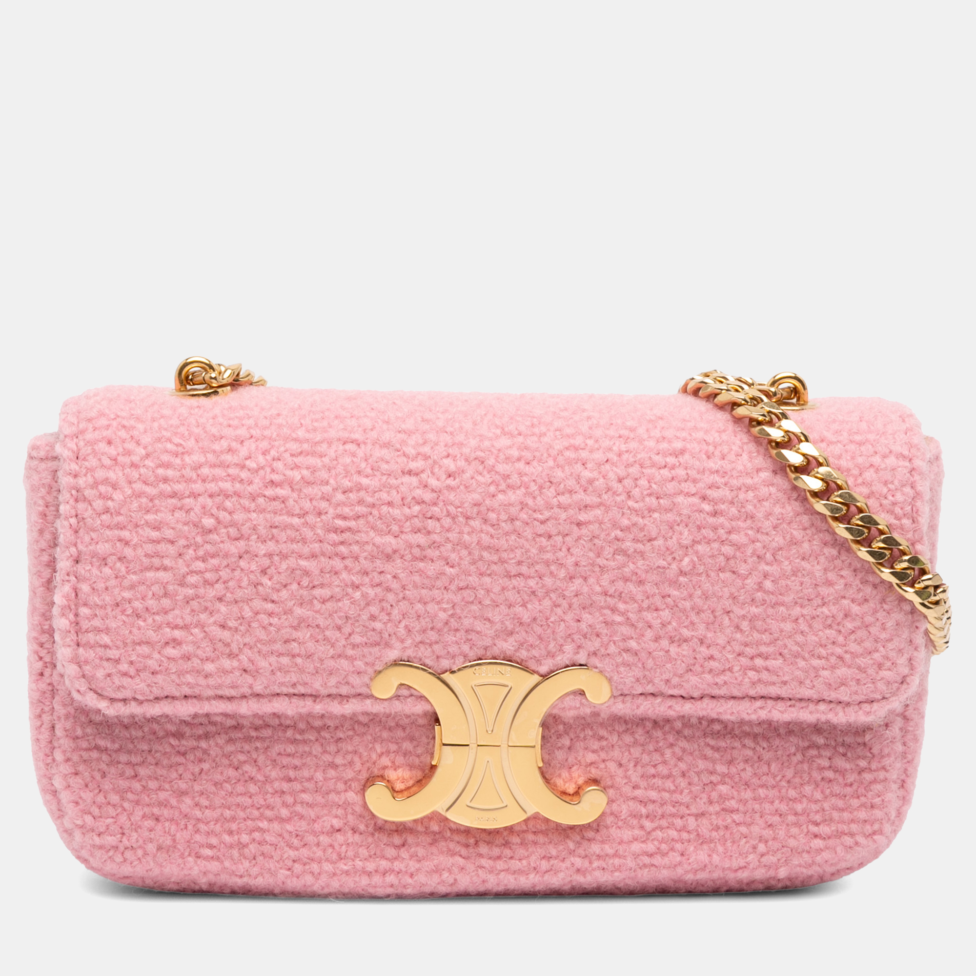 Celine Pink Tweed Claude Chain Shoulder Bag
Celine Pink Tweed Claude Chain Shoulder Bag