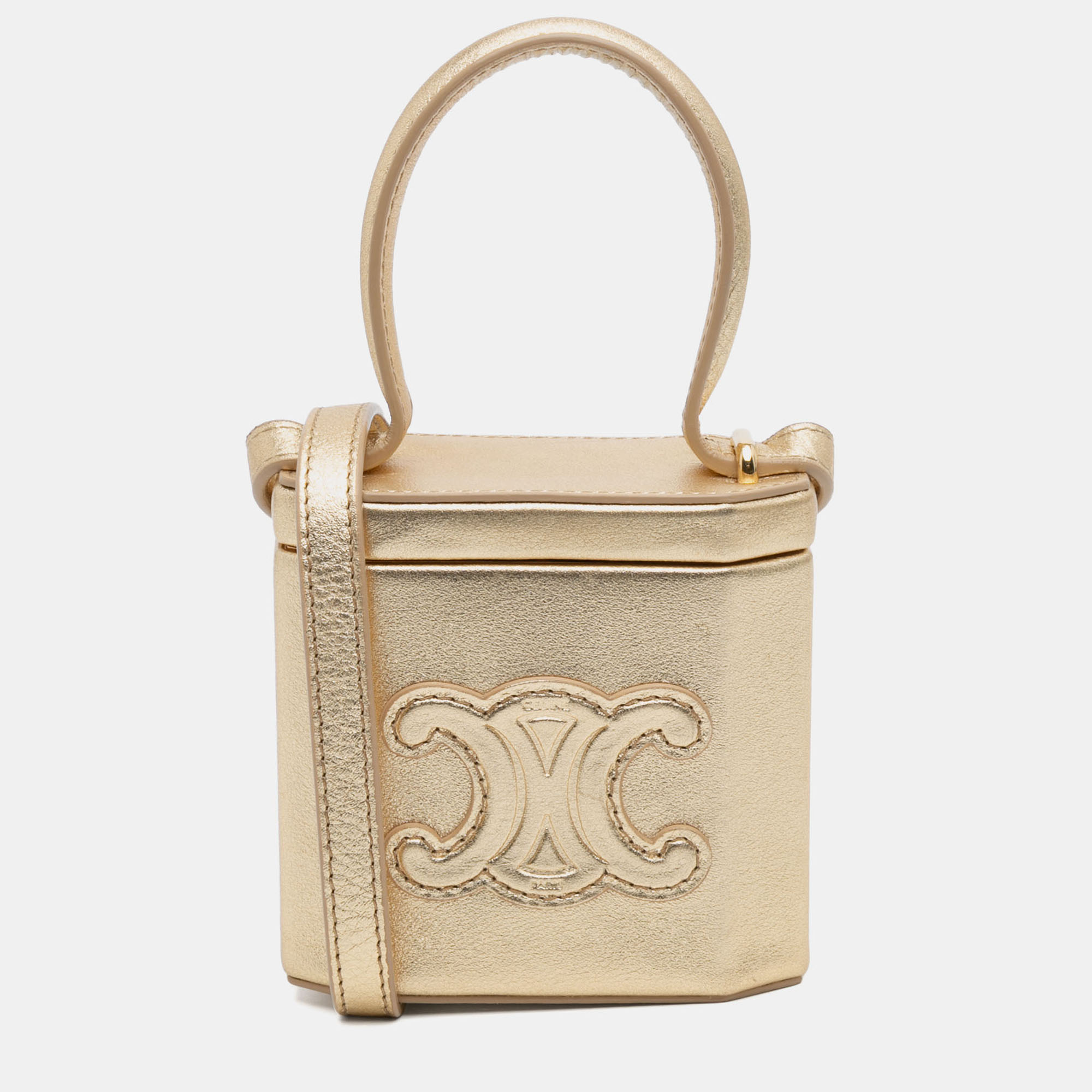 Celine Gold Metallic Calfskin Triomphe Lock Bag
Celine Gold Metallic Calfskin Triomphe Lock Bag