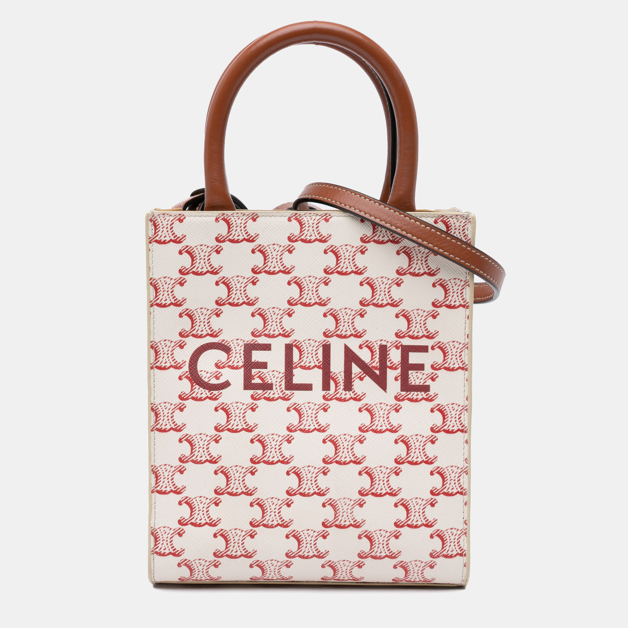 Celine White Mini Triomphe Coated Canvas Vertical Cabas Satchel
Celine White Mini Triomphe Coated Canvas Vertical Cabas Satchel