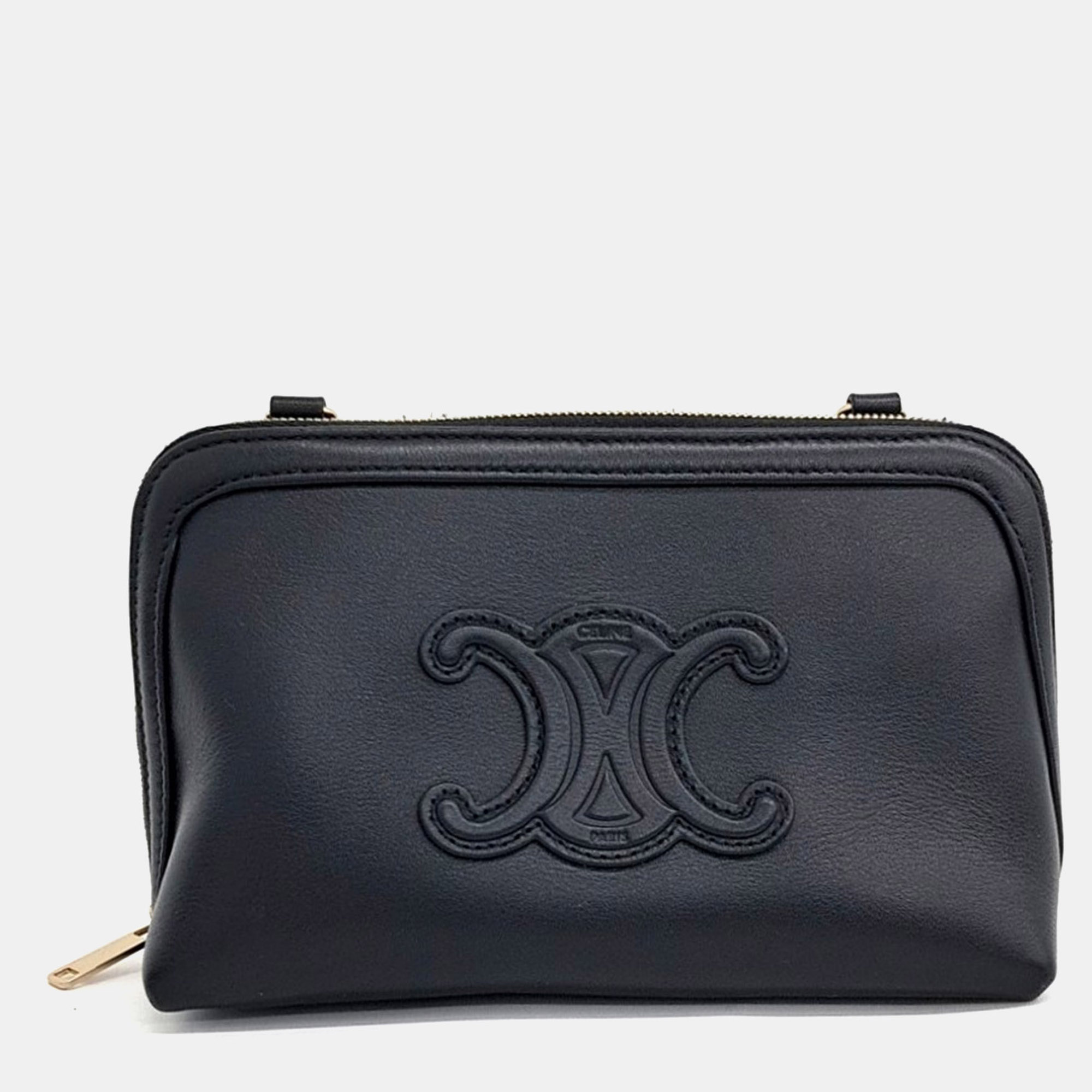 Celine Black Leather Triumph Clutch-On-Chain Crossbody Bag
Celine Black Leather Triumph Clutch-On-Chain Crossbody Bag