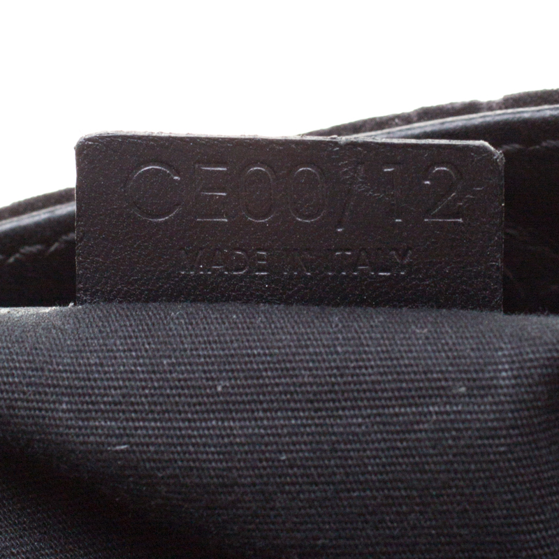 Celine Black C Logo Embossed Suede And Leather Shoulder Bag