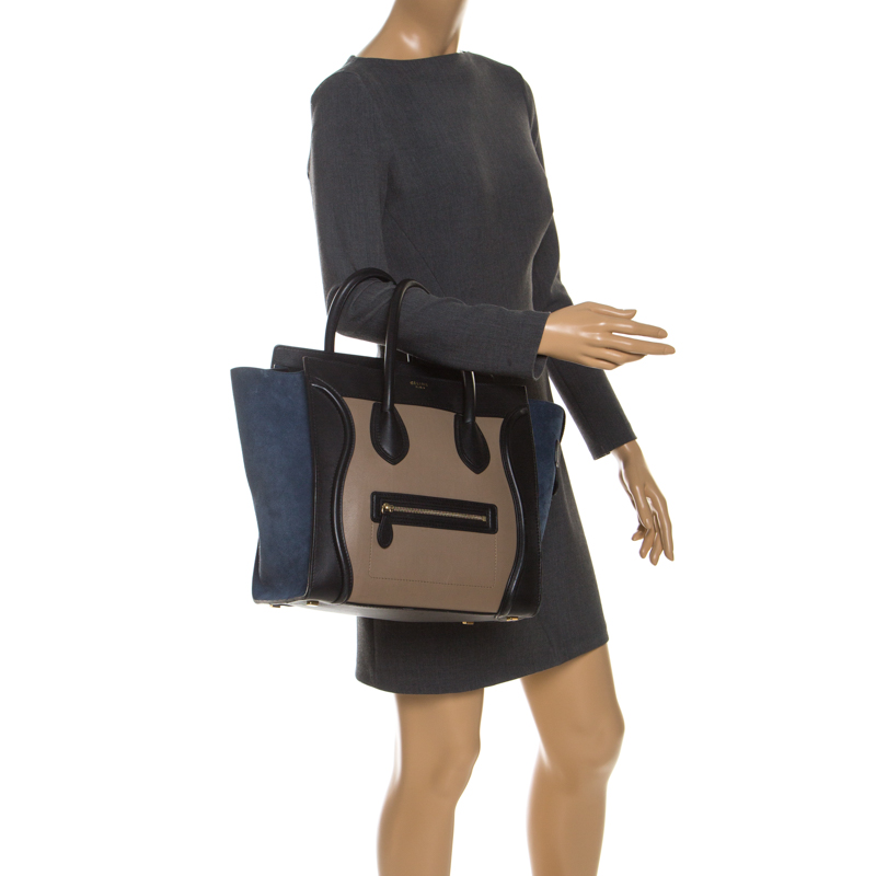Celine Tri Color Leather and Nubuck Leather Mini Luggage Tote, Multicolor
Celine Tri Color Leather and Nubuck Leather Mini Luggage Tote, Multicolor