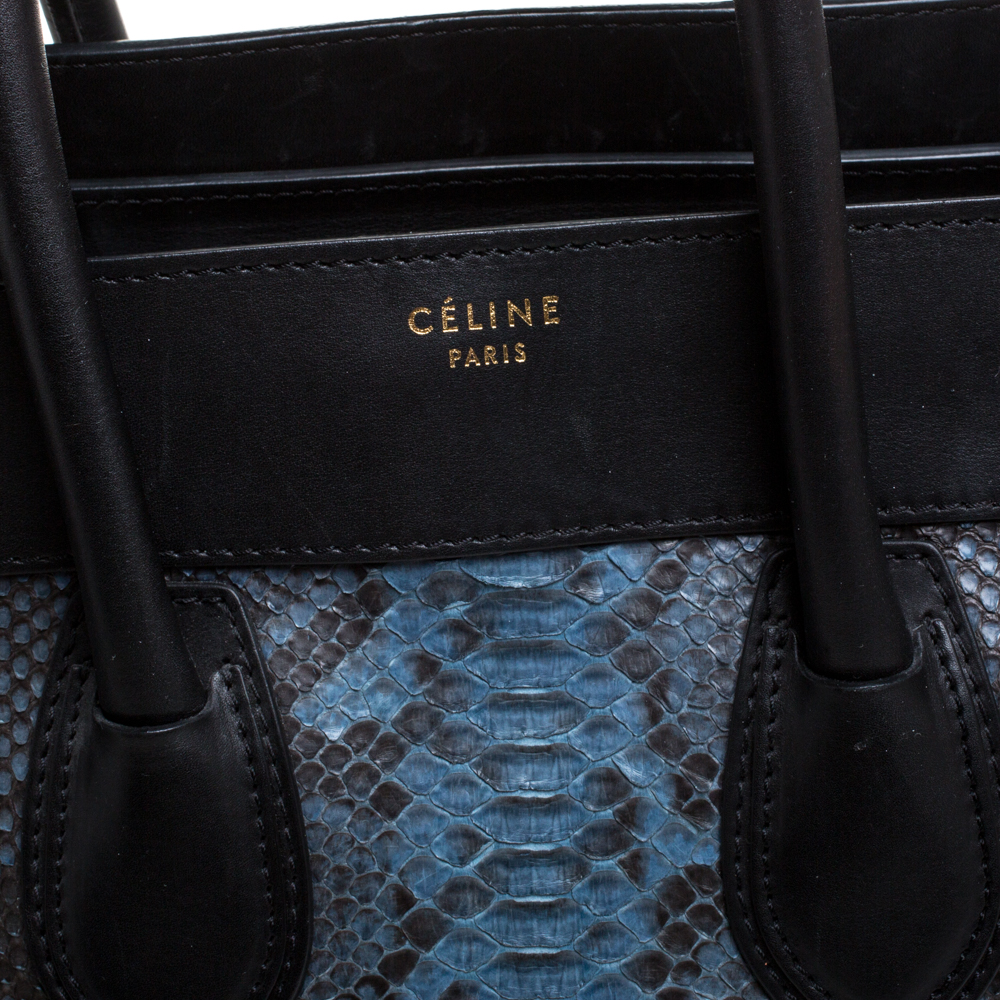 Celine Multicolor Python/Suede And Leather Mini Luggage Tote