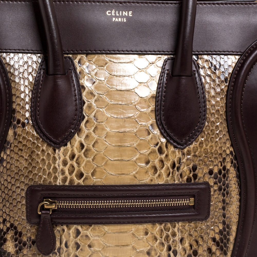 Celine Multicolor Python,Suede And Leather Mini Luggage Tote
