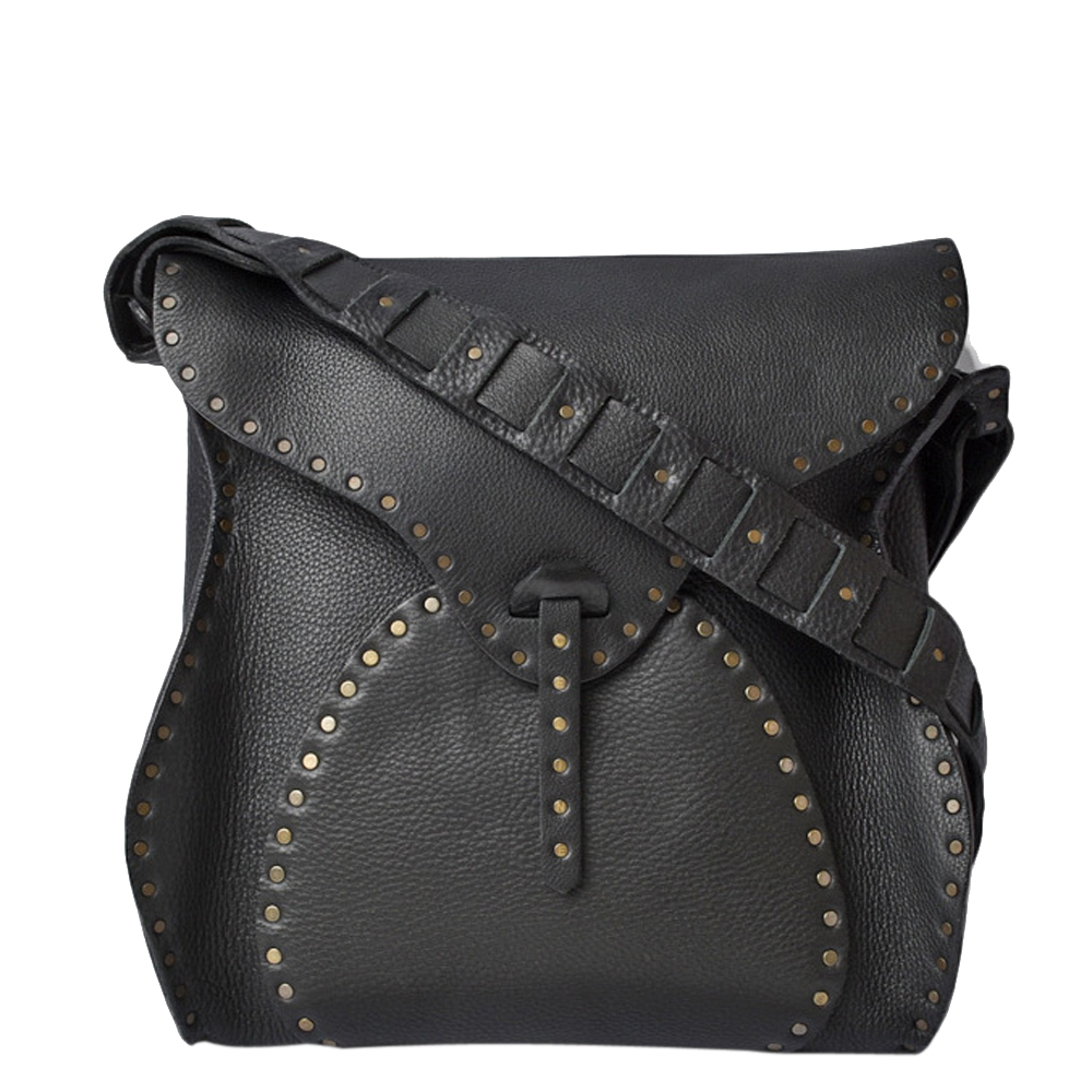 Image of Celine Black Leather Vintage Shoulder Bag