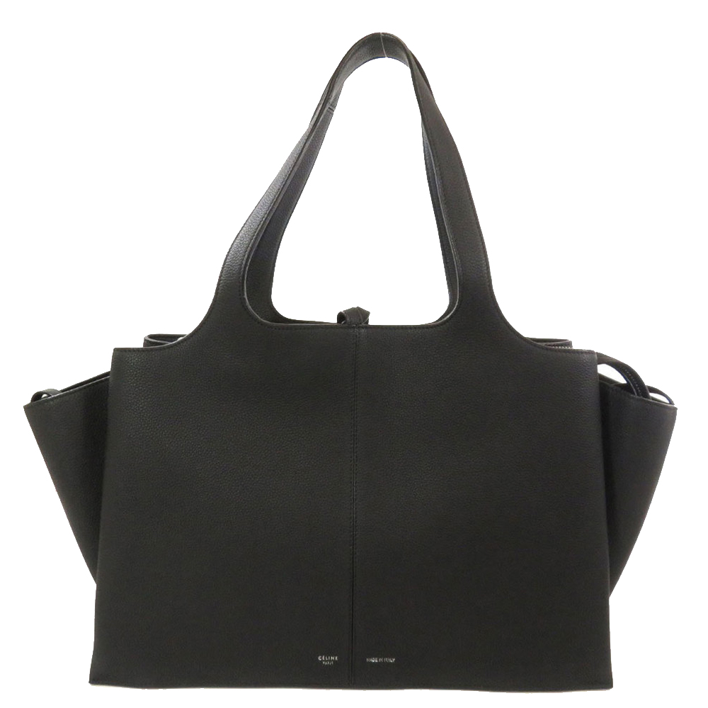 Image of Celine Black Leather Tri-Fold Shoulder Bag