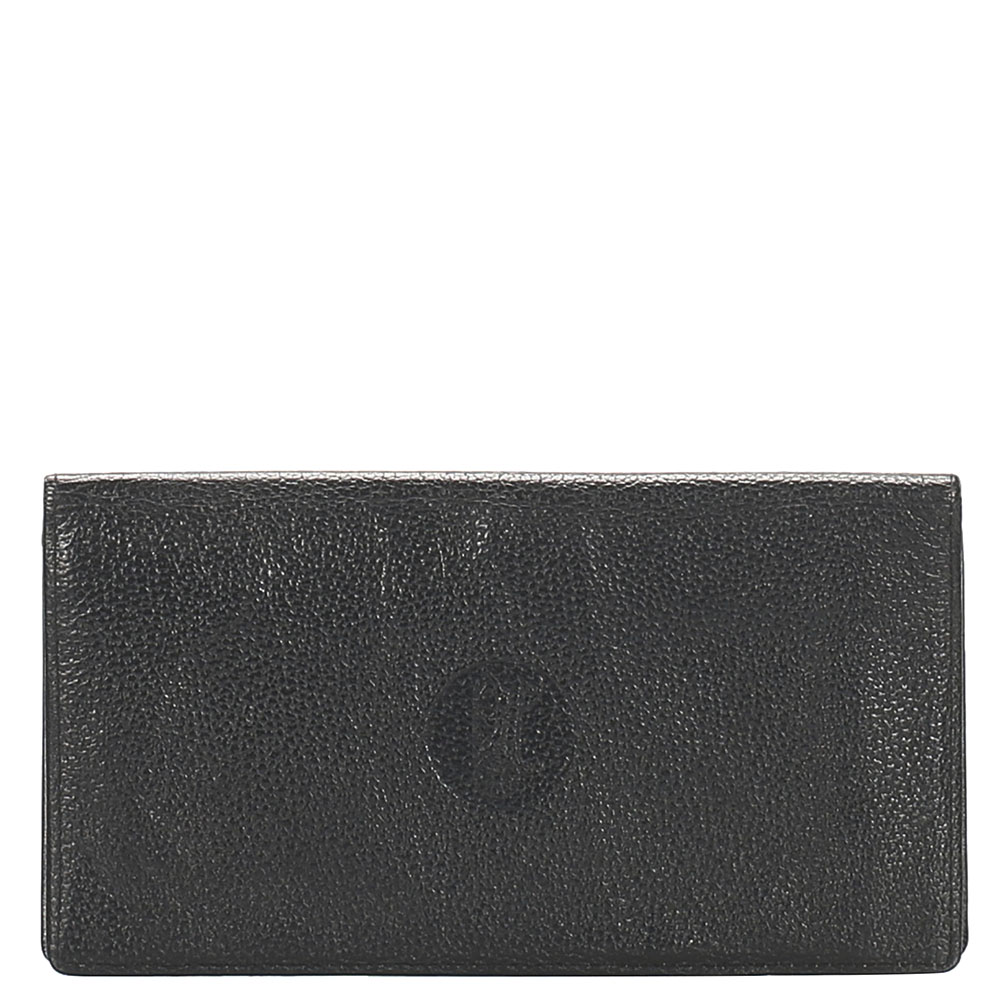Image of Celine Black Leather Long Wallet