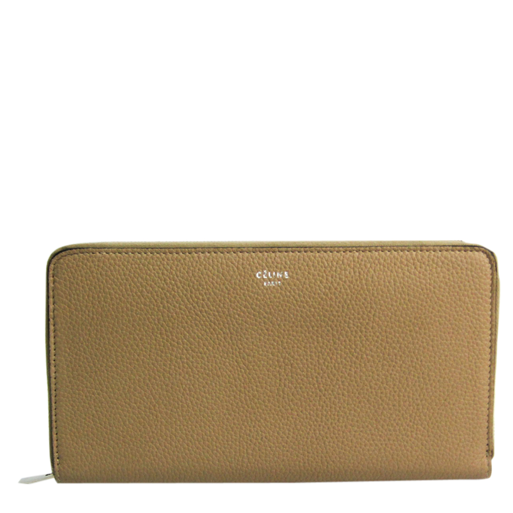 Image of Celine Beige Leather Large Ziped Multifunction Wallet