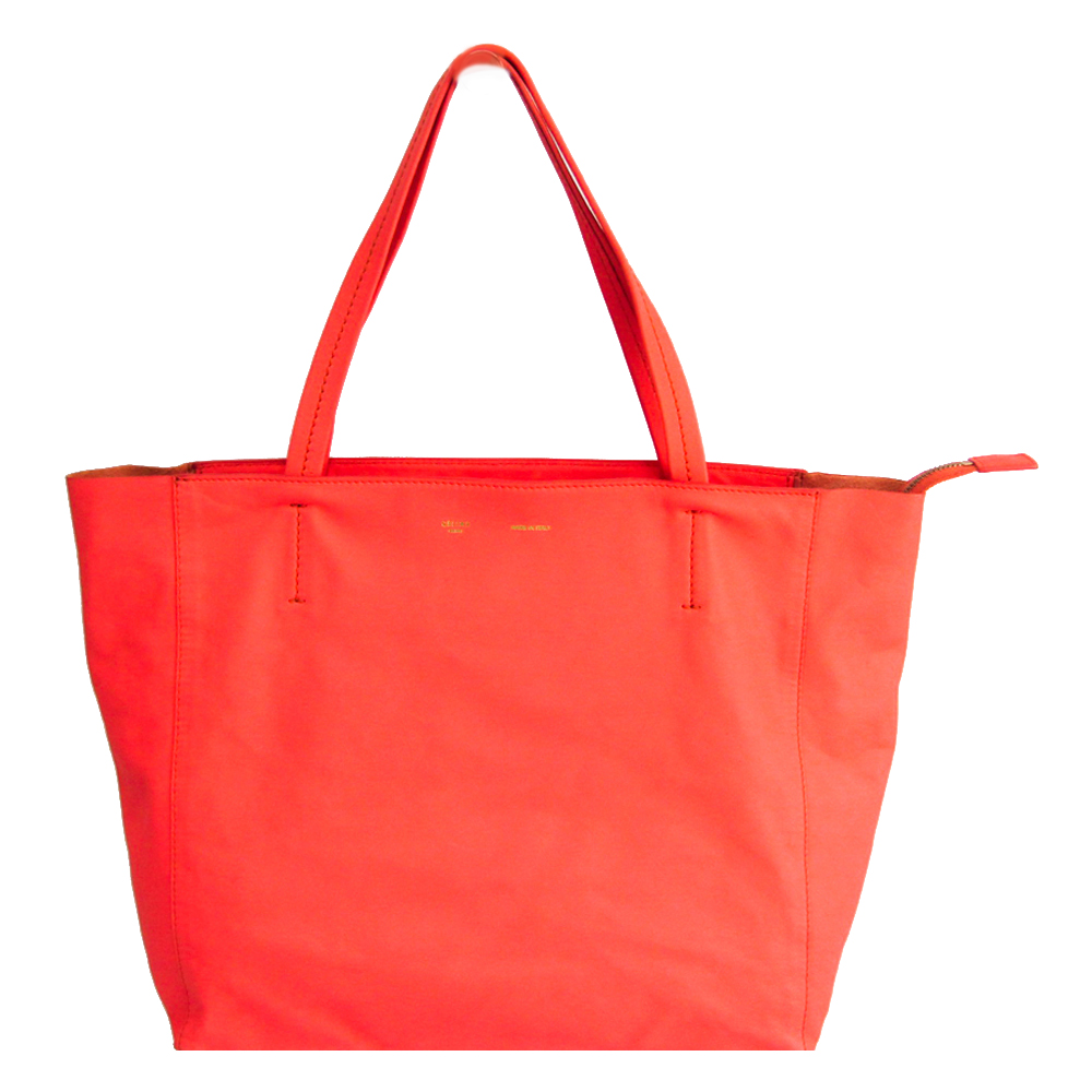Image of Celine Orange Horizontal Cabas Leather Tote Bag